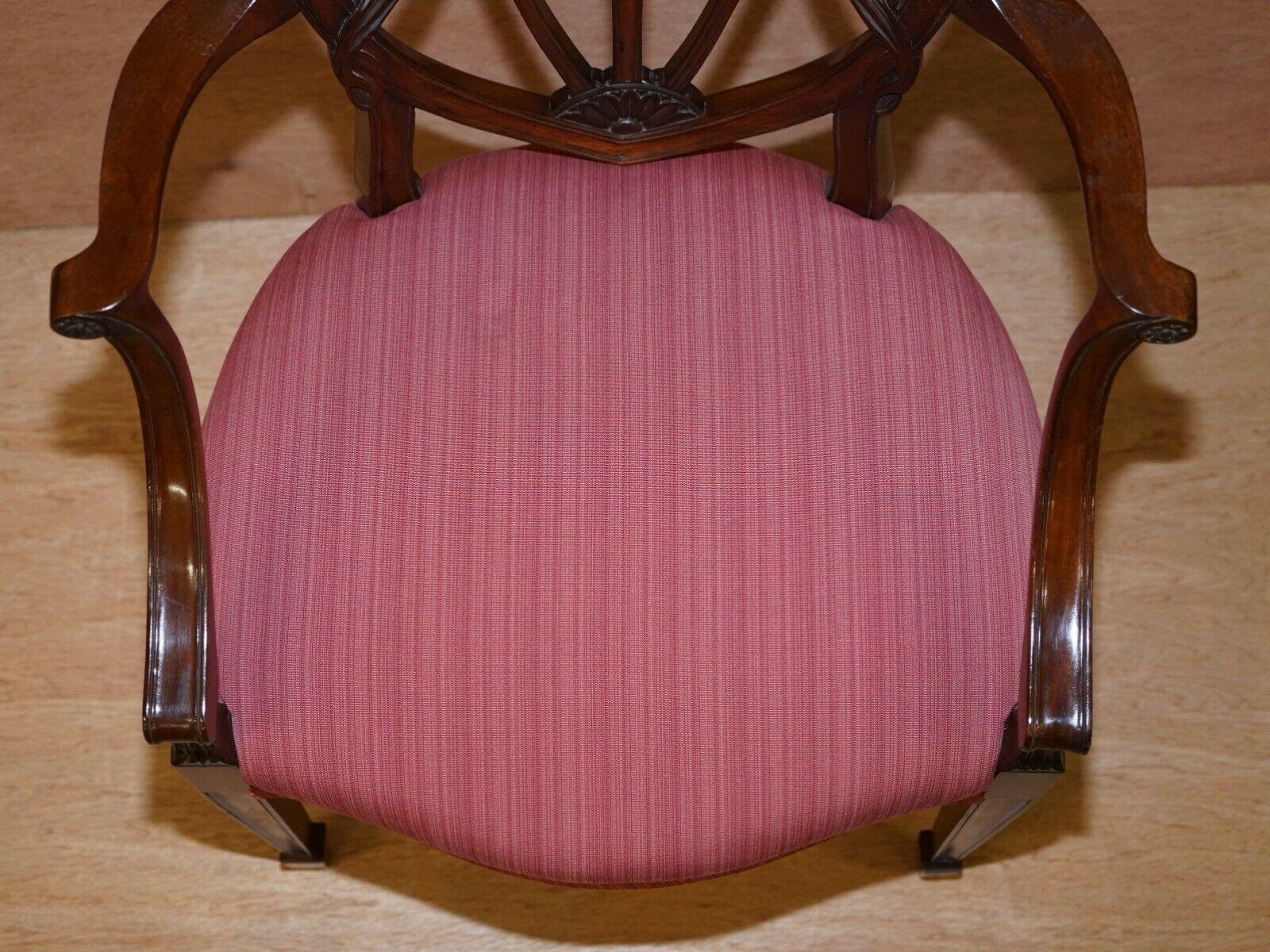 Huge Sheraton Revival Hardwood & Walnut Dining Table & 16 Hepplewhite Armchairs 11