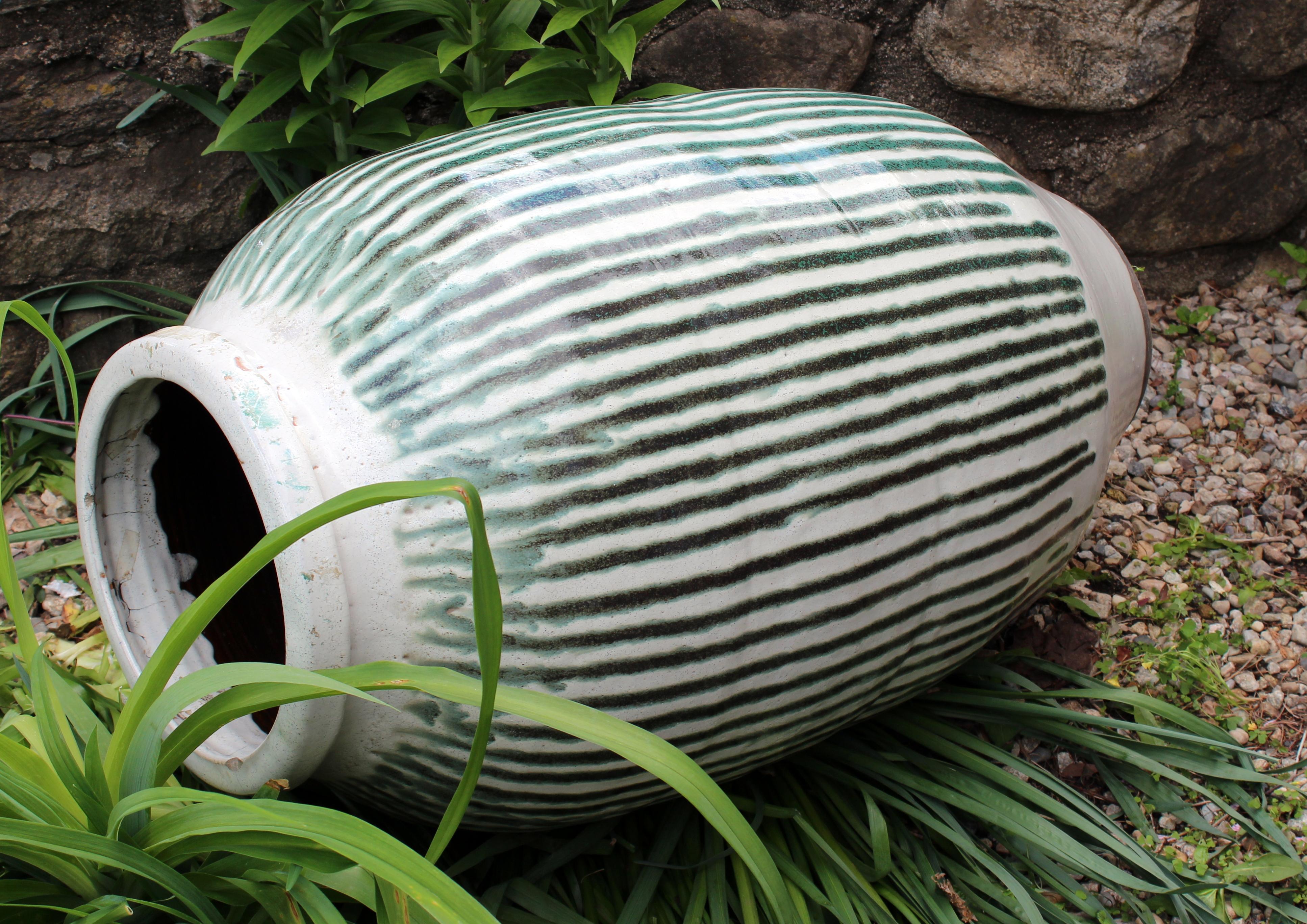 Turned Huge Shigaraki Pottery Storage Jar Wabi Sabi Tea Ceremony Garden Urn Vase