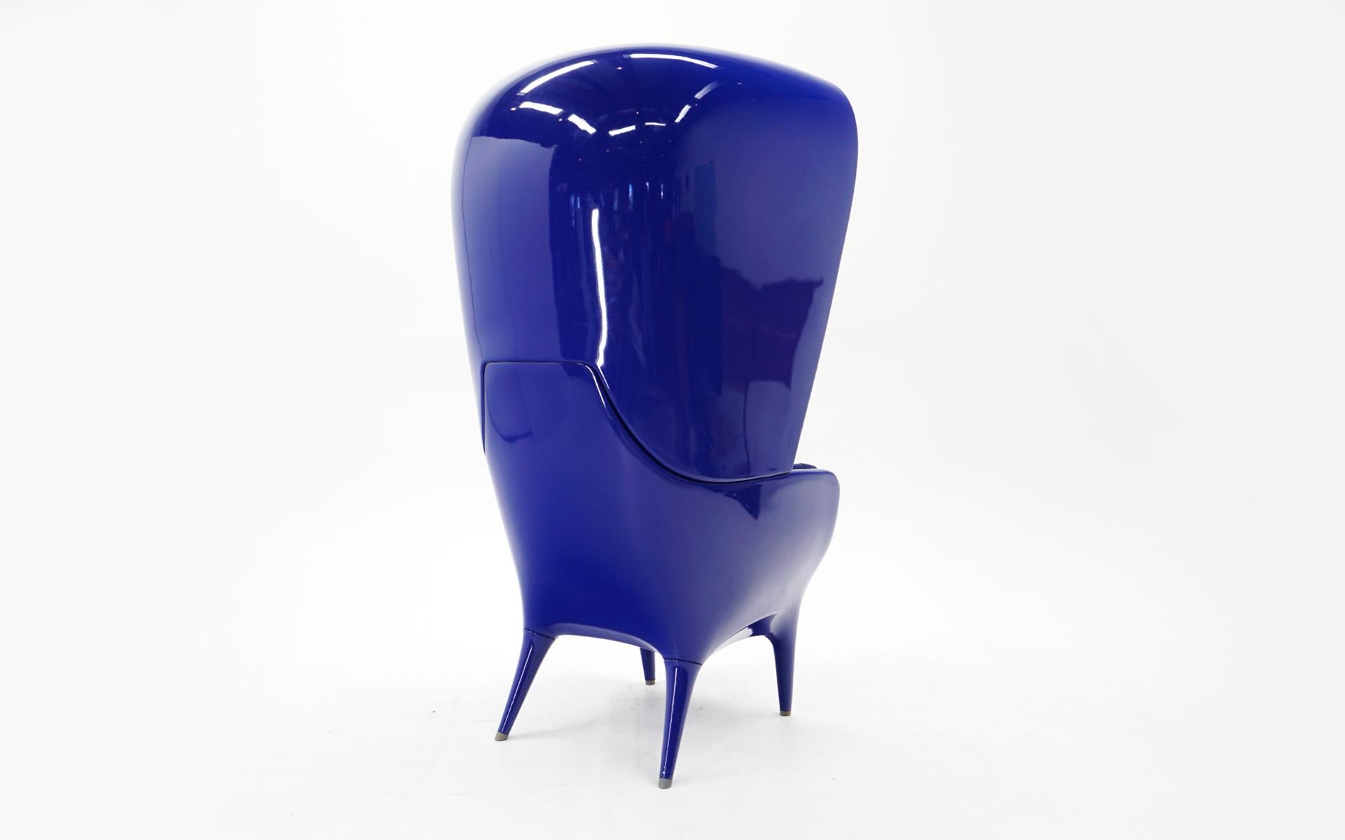 Post-Modern Huge Showtime Armchair by Jaime Hayon, Spain, 2006, Blue Fiberglass and Leather