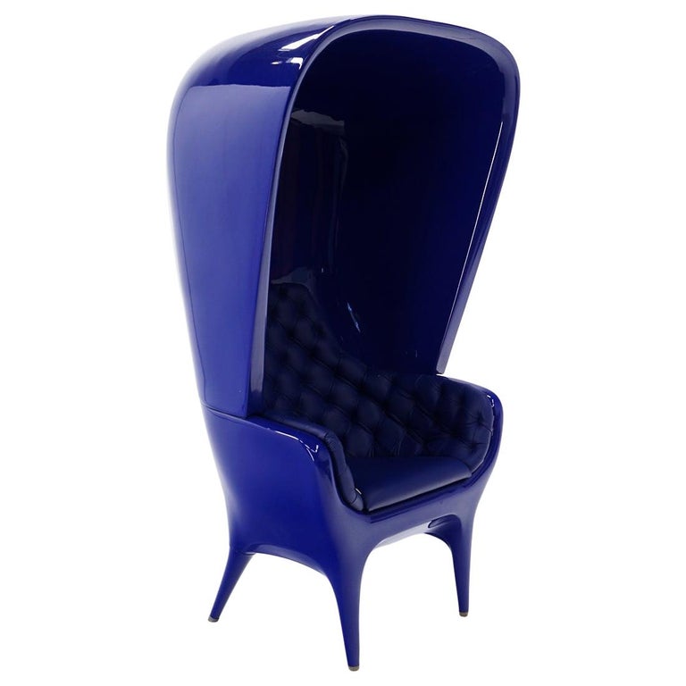 Huge Showtime Armchair by Jaime Hayon, Spain, 2006, Blue Fiberglass and Leather