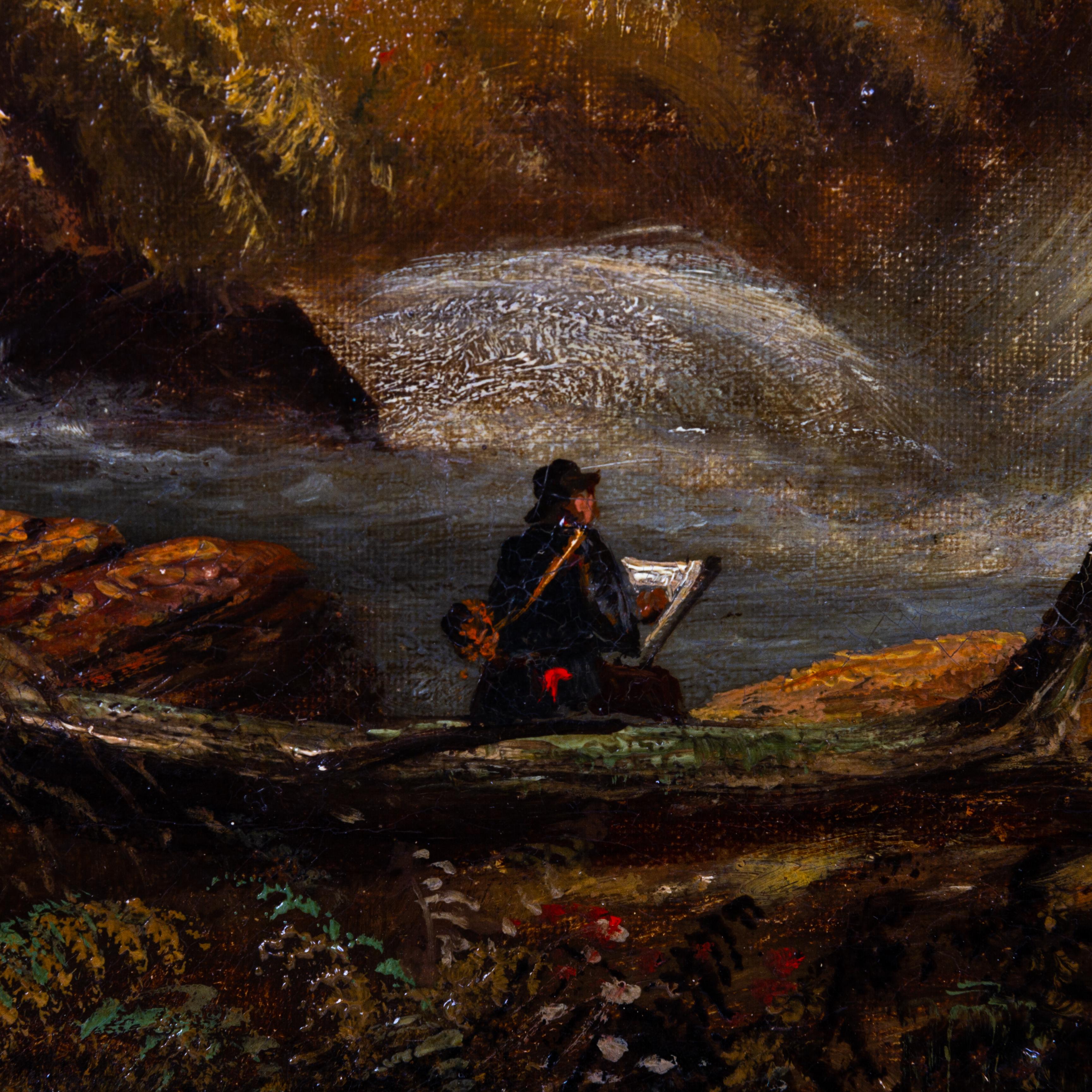 Canvas Huge Signed A. Worthington Huge Watermill Landscape Oil Painting 19th Century For Sale