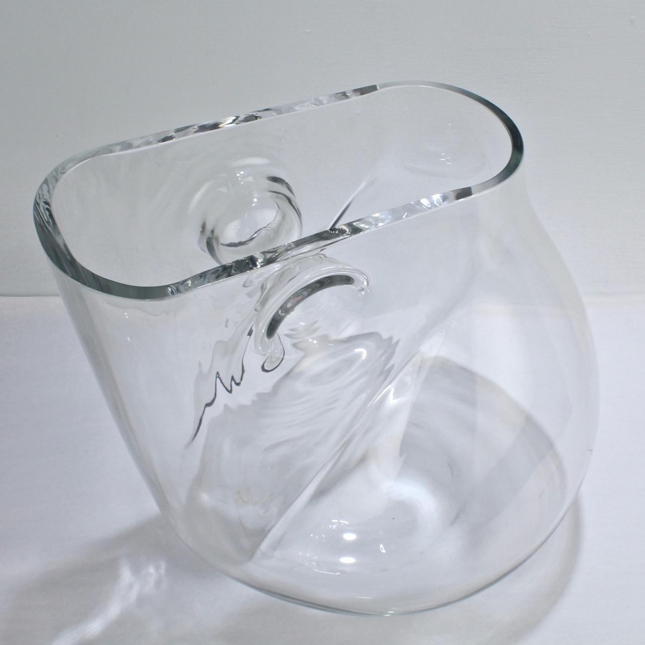 Huge Signed Barbini Asymmetrical Modernist Murano Glass Vase For Sale 3