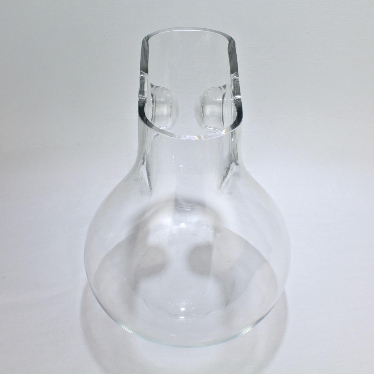 Huge Signed Barbini Asymmetrical Modernist Murano Glass Vase For Sale 4