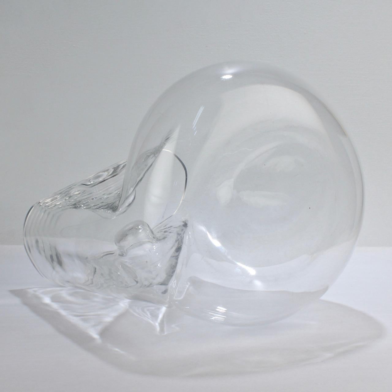Huge Signed Barbini Asymmetrical Modernist Murano Glass Vase For Sale 5