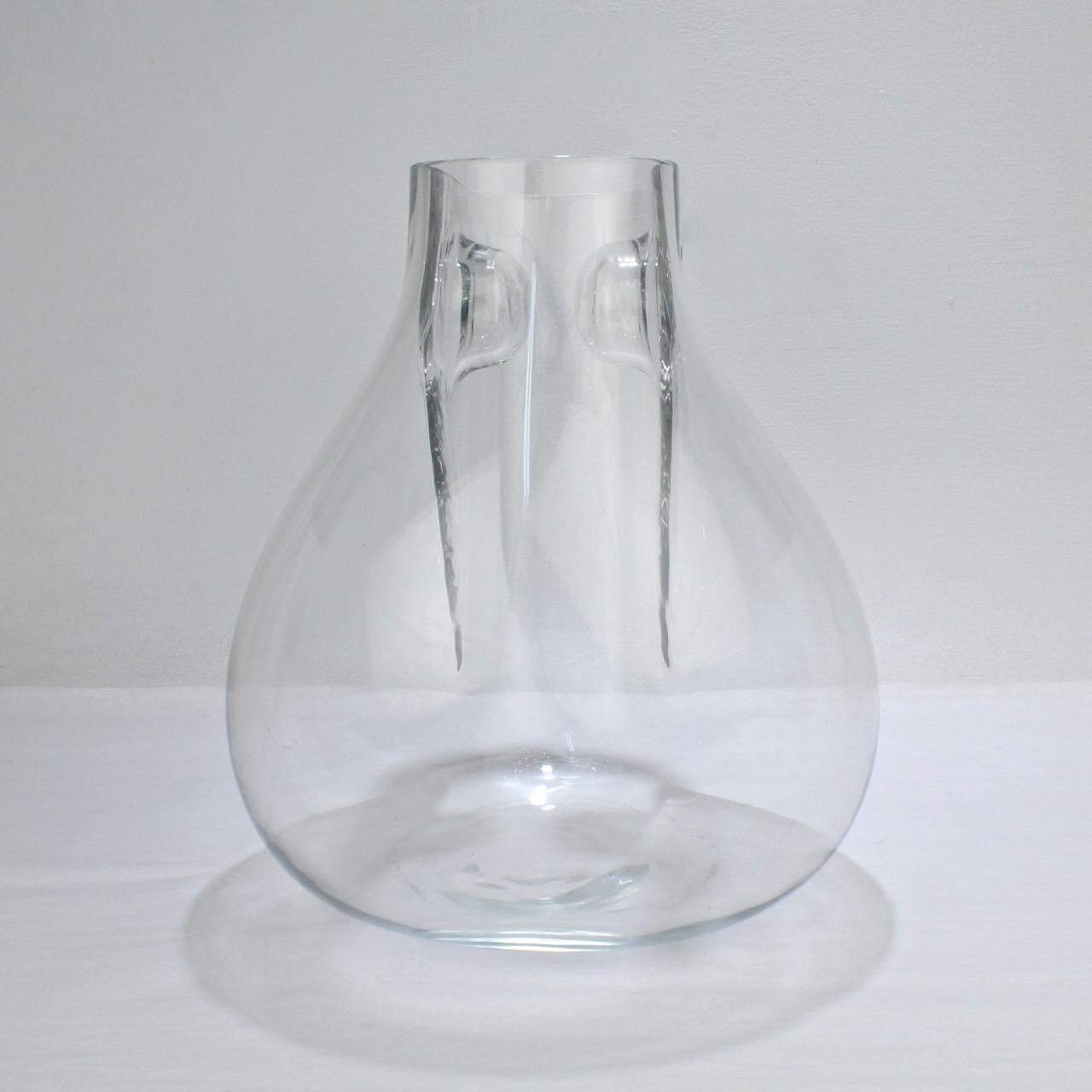 Post-Modern Huge Signed Barbini Asymmetrical Modernist Murano Glass Vase For Sale