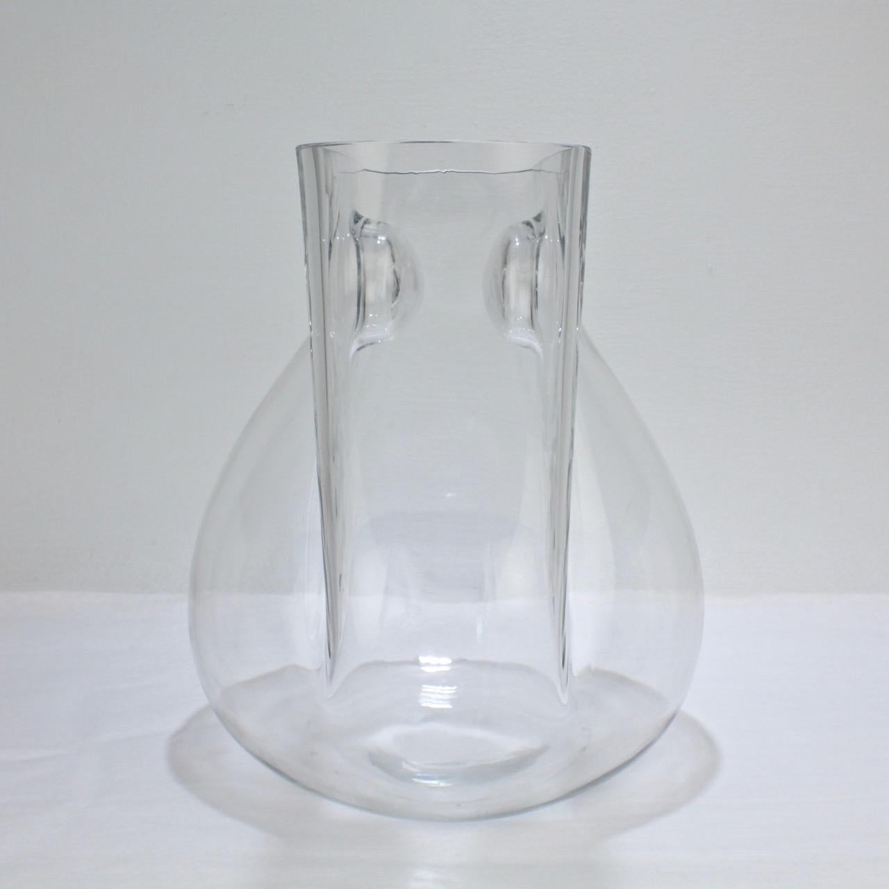 Huge Signed Barbini Asymmetrical Modernist Murano Glass Vase In Good Condition For Sale In Philadelphia, PA