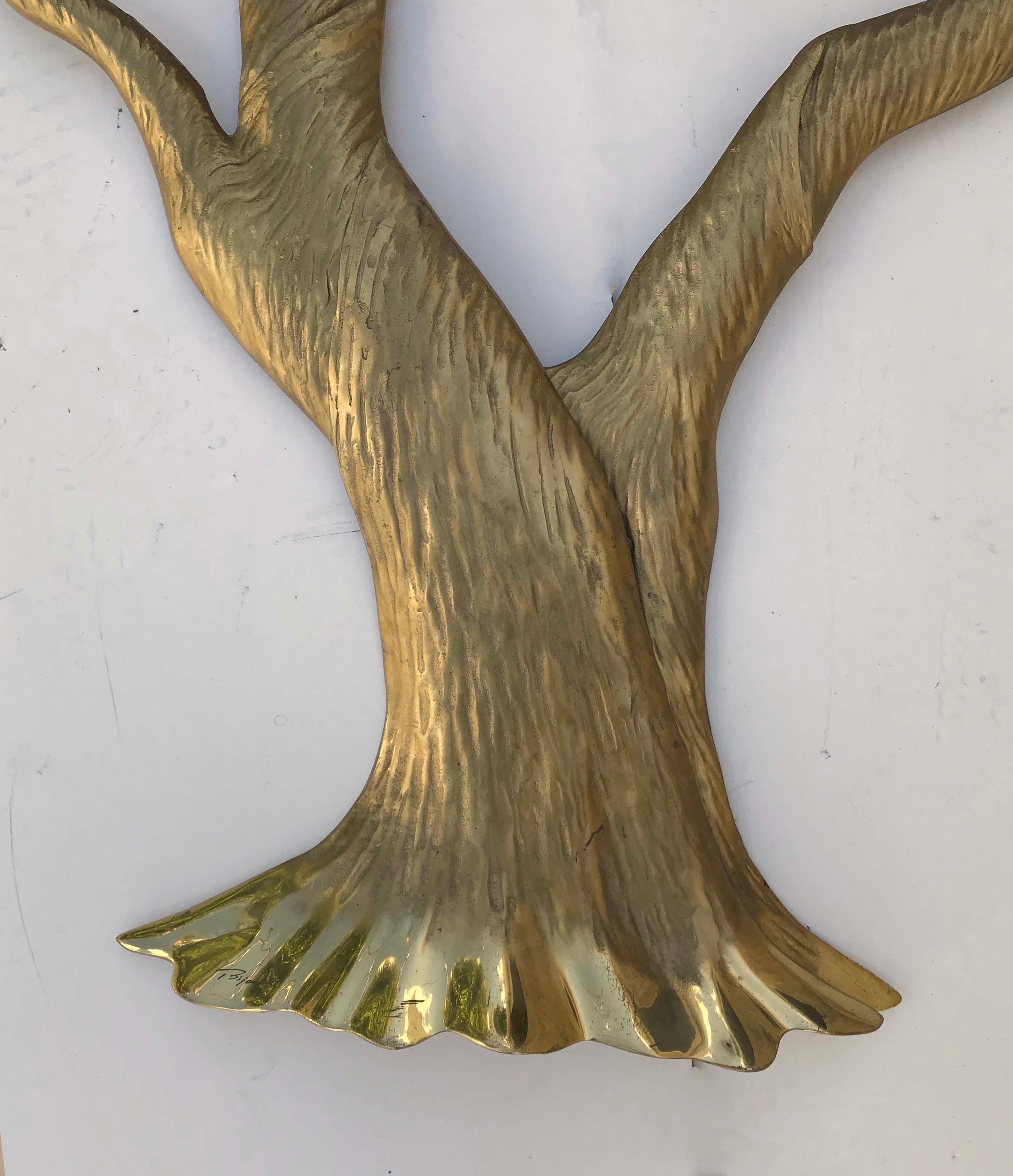 Superb signed Bijan wall sculpture brass tree.
Comes in 5 parts, easy to install.