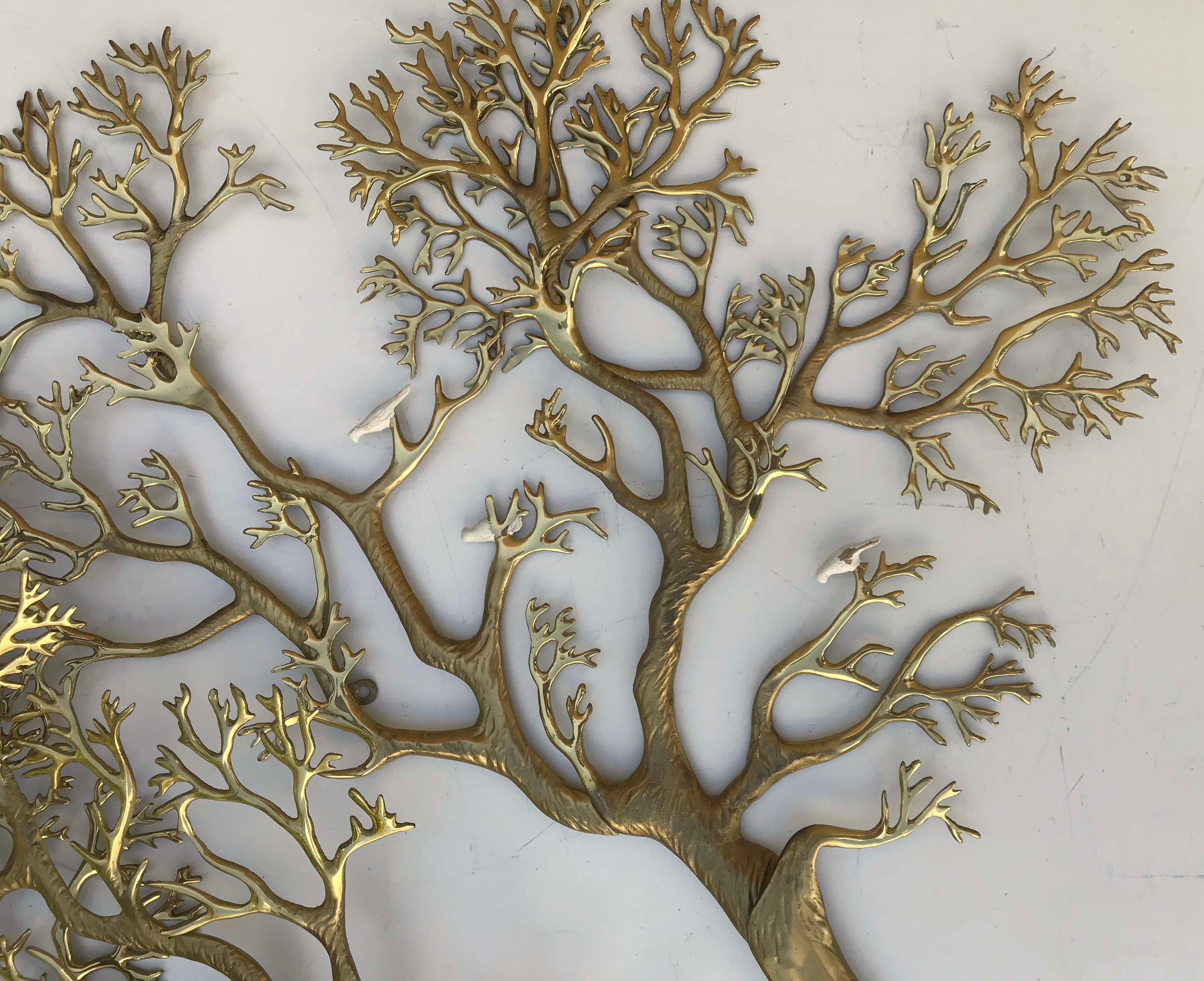 Mid-Century Modern Huge Signed Bijan Wall  Brass Tree