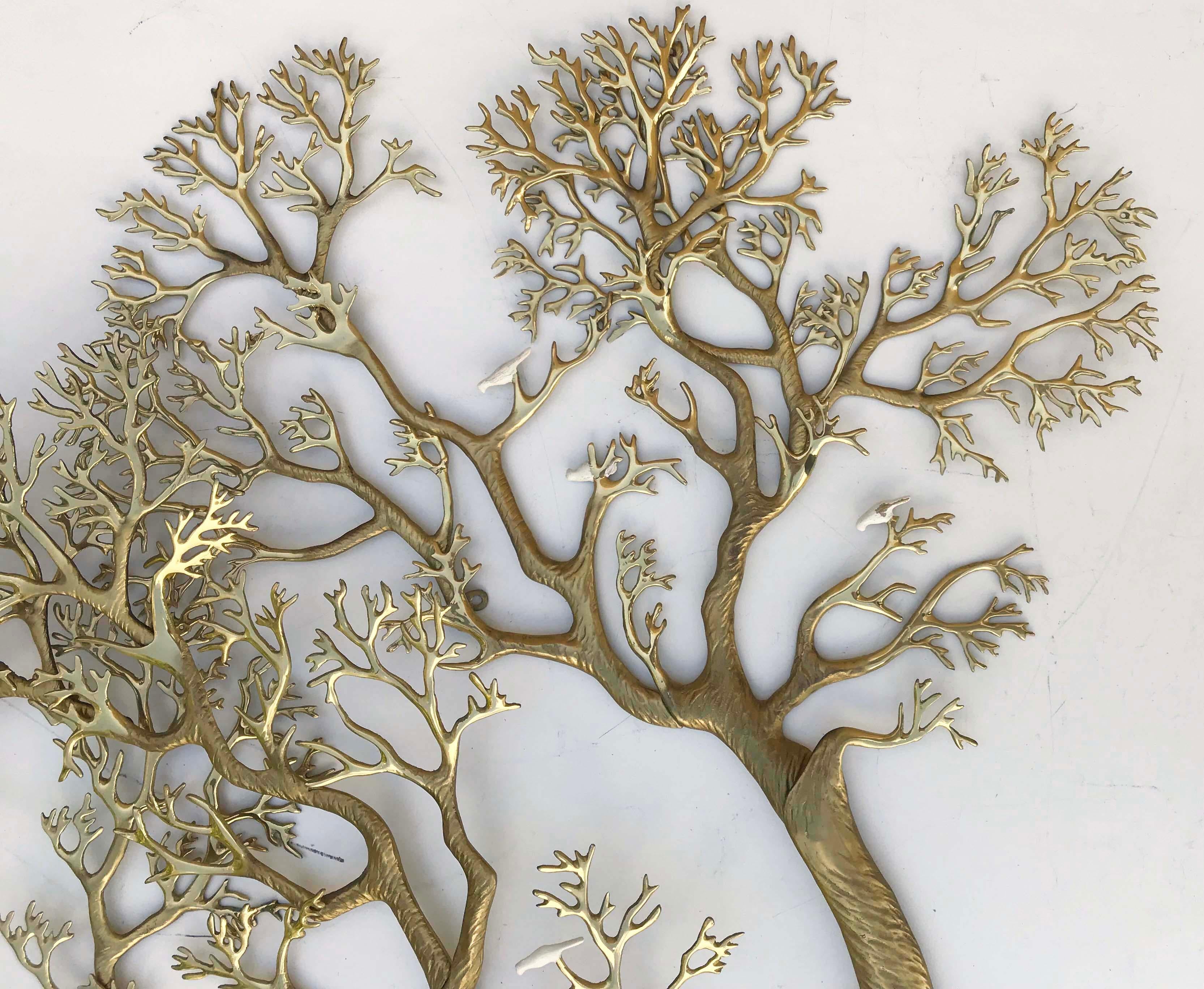 American Huge Signed Bijan Wall  Brass Tree