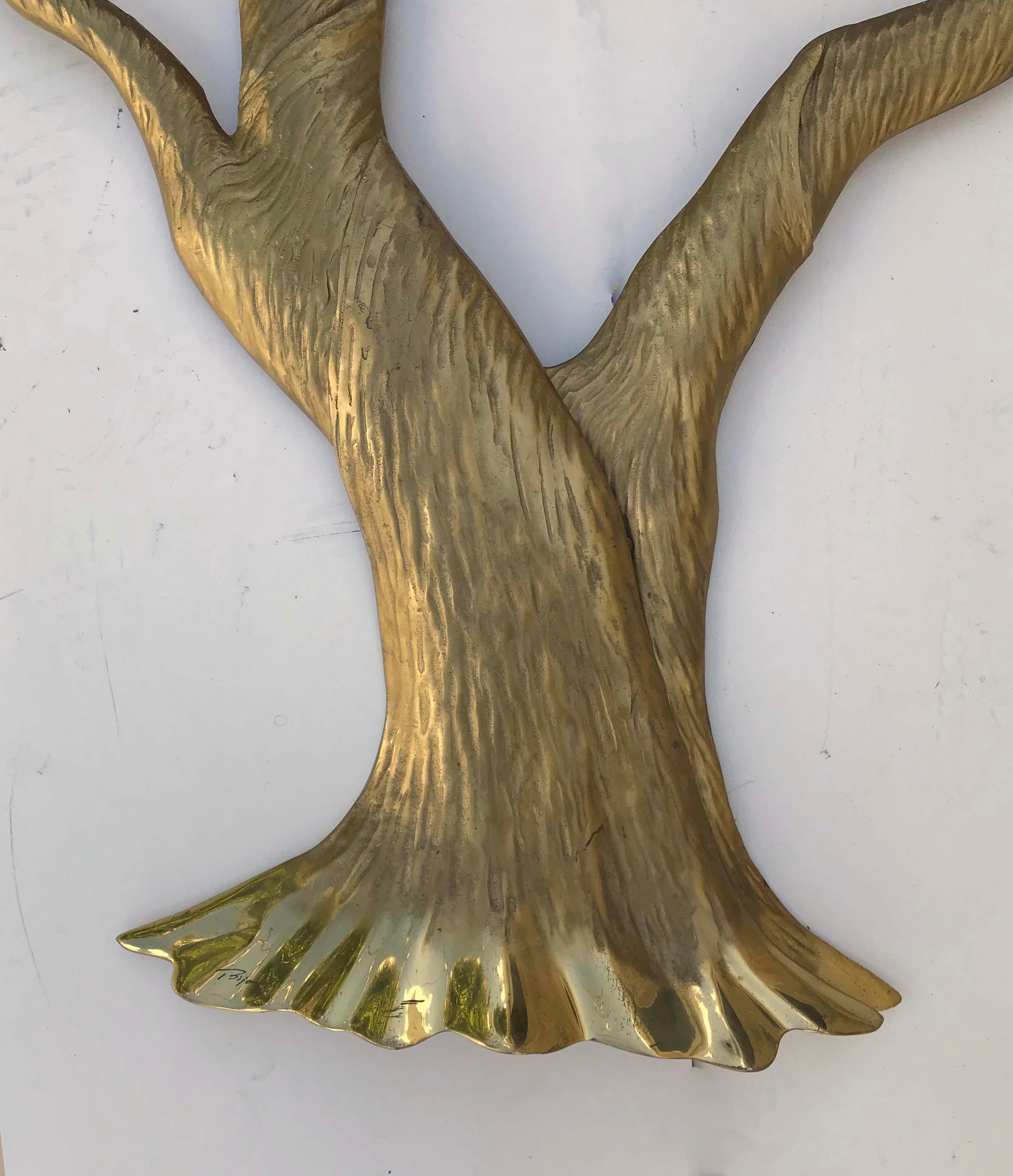 Late 20th Century Huge Signed Bijan Wall  Brass Tree