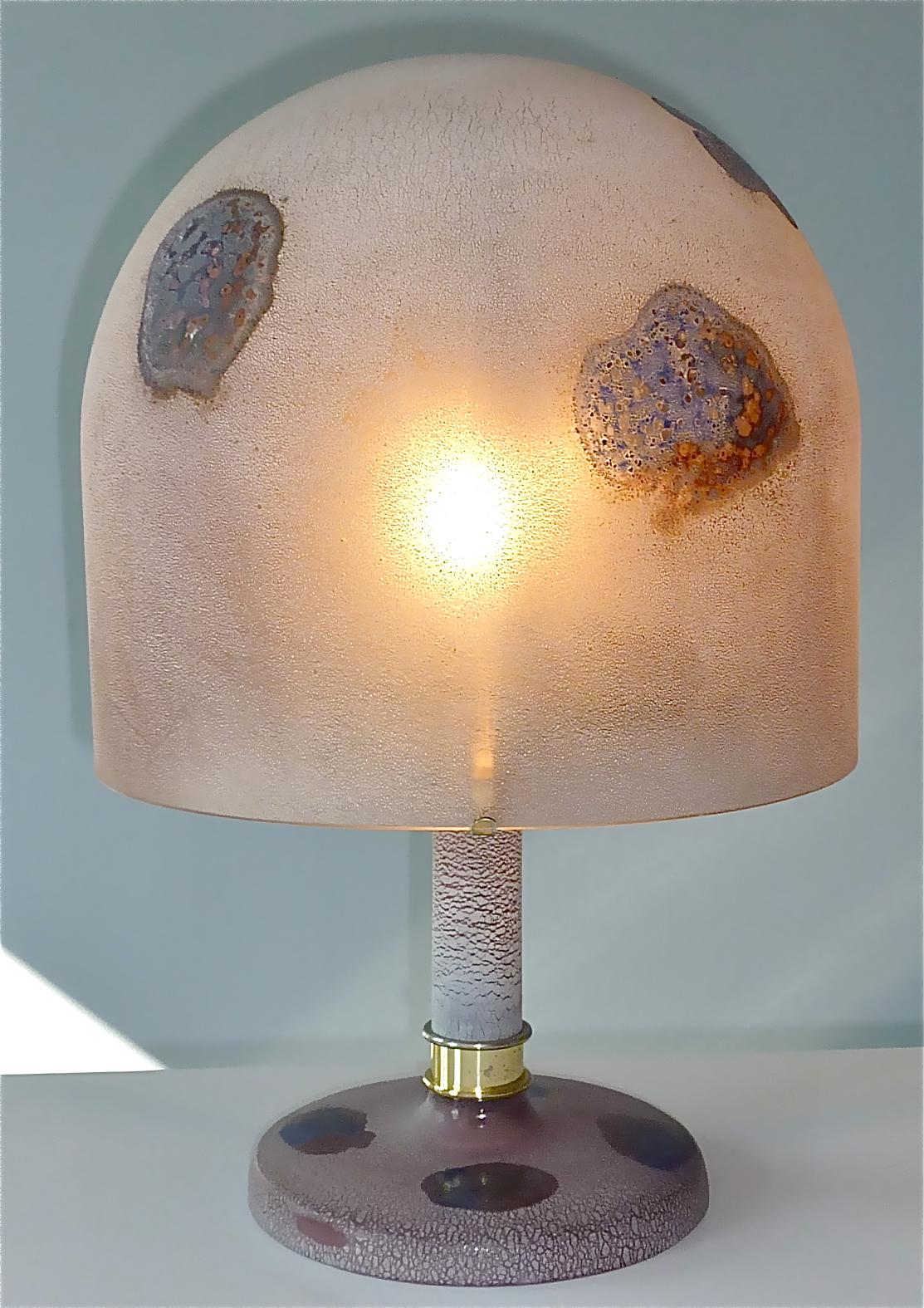Huge Signed Italian Alfredo Barbini Scavo Table Lamp Murano Glass Venini 1960s For Sale 12