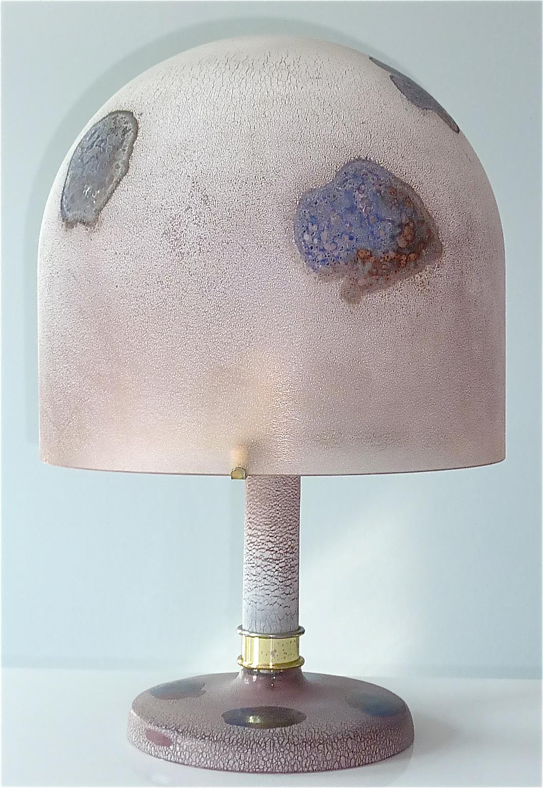 Huge Signed Italian Alfredo Barbini Scavo Table Lamp Murano Glass Venini 1960s For Sale 13