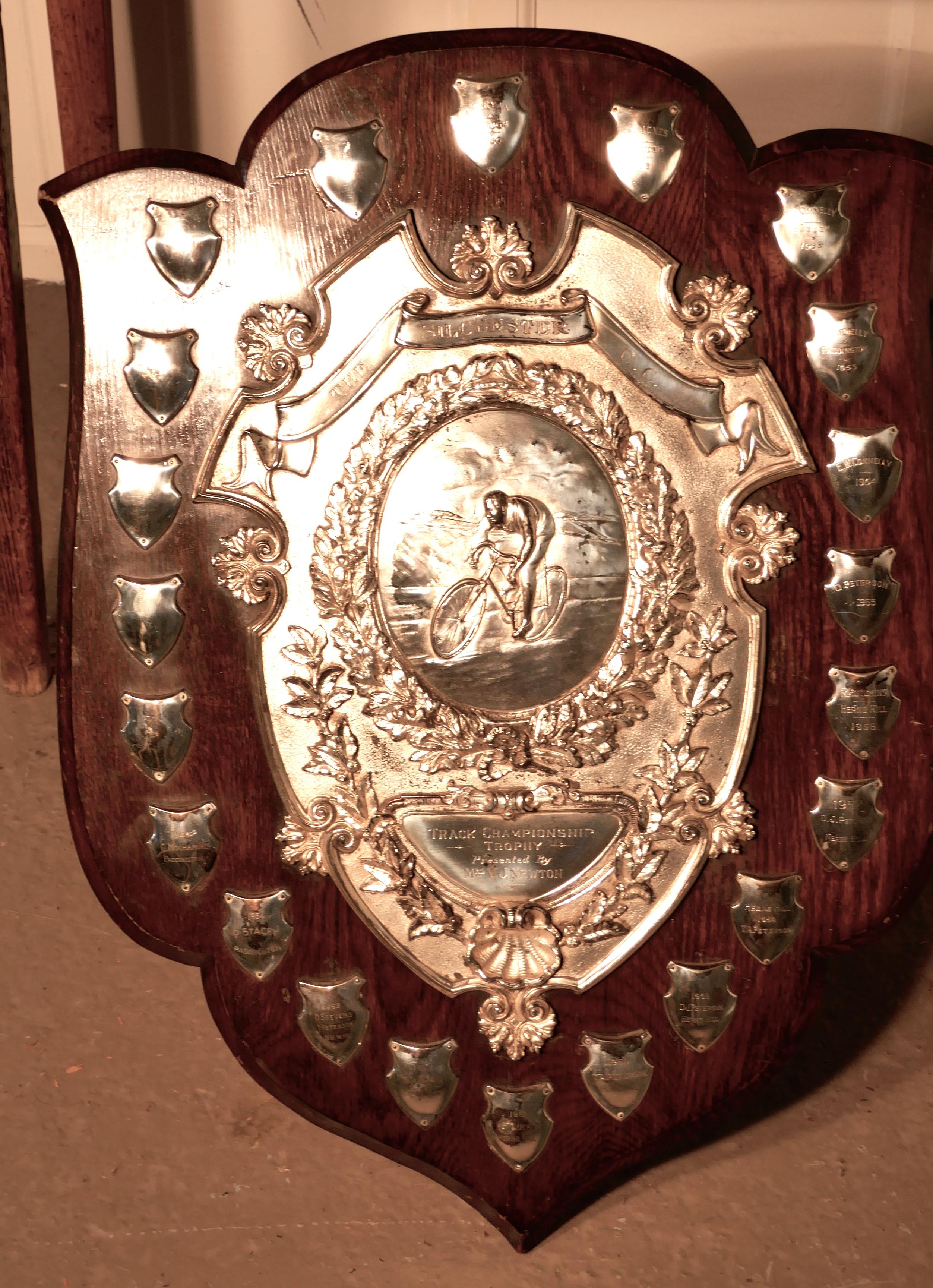 International Style Huge Silchester Cycling Club Track Championships Shield Trophy For Sale