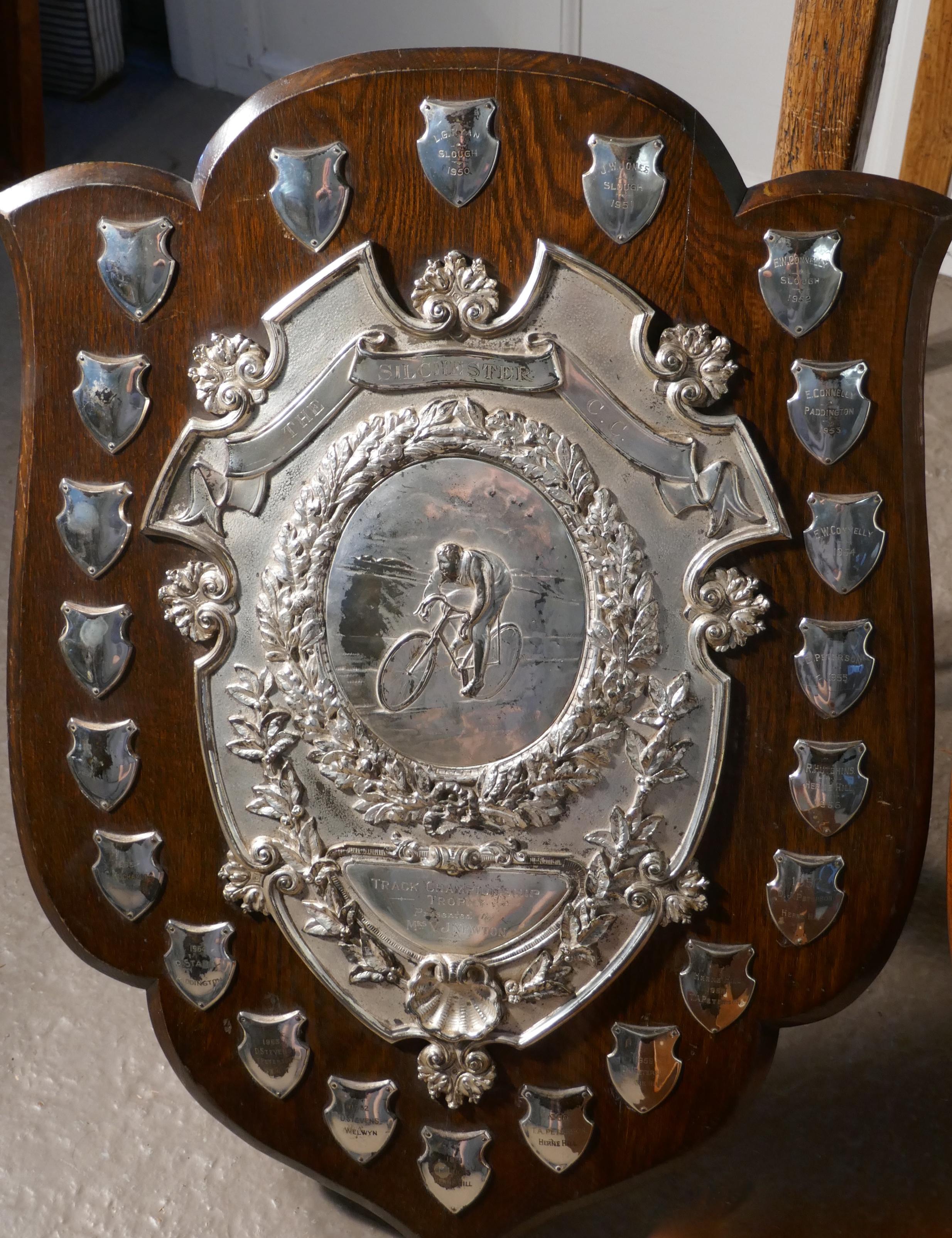 20th Century Huge Silchester Cycling Club Track Championships Shield Trophy For Sale