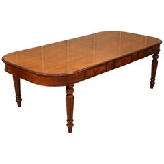 Huge Six Drawer 10-12 Person Regency Hardwood Dining Table with Removable Legs