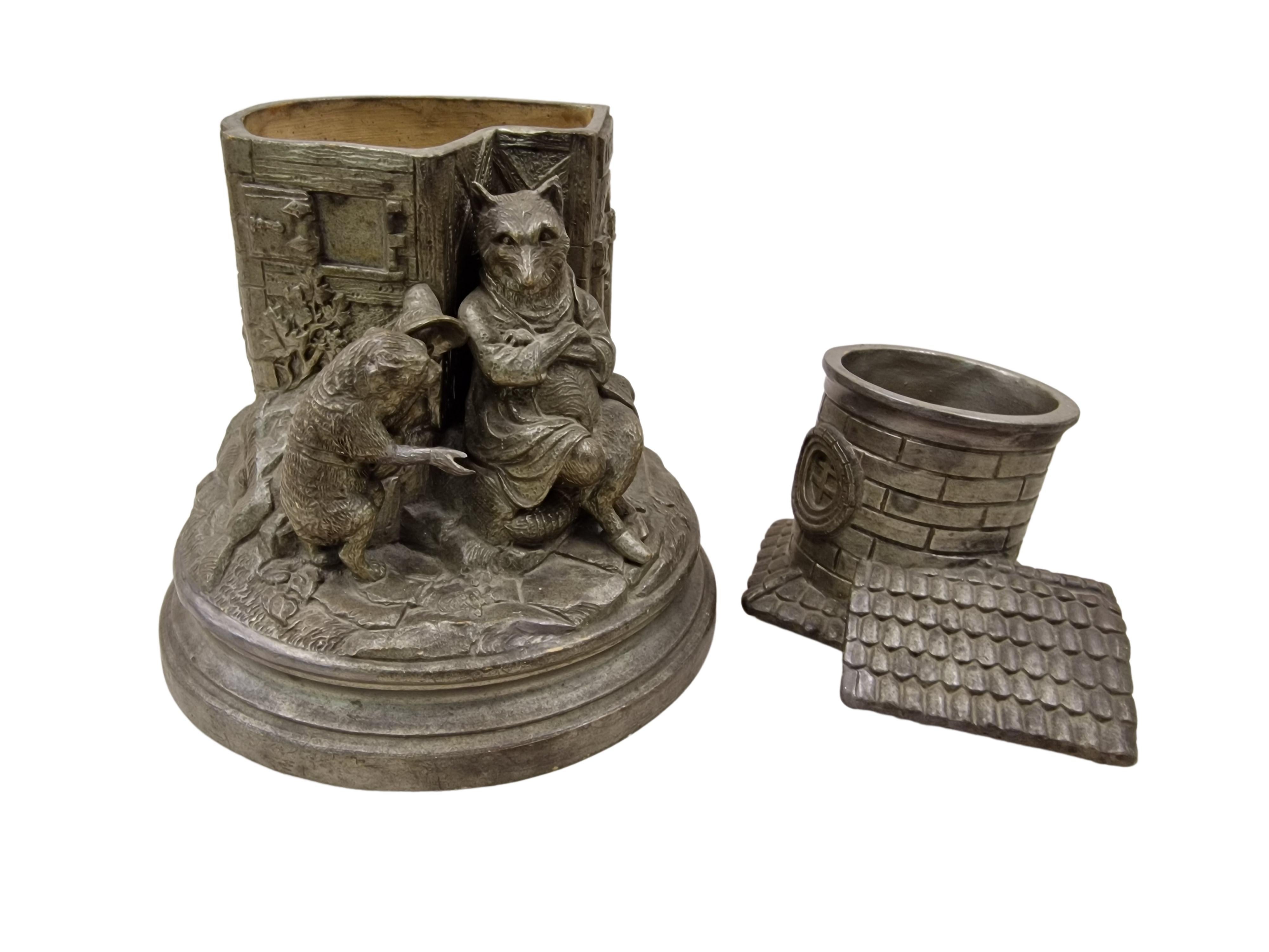 Extremly rare, extraordinary collector's item of exceptional size. This storage for snuff looks like metal, but is made of masterfully crafted ceramic. 
This object from the historism period around 1890, was made in Central Europe, due to the