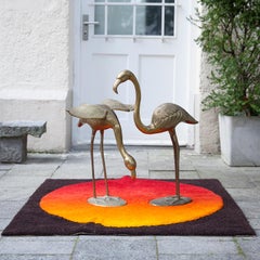 Huge Solid Brass Flamingo Sculpture Set of 2, Italy, 1970s
