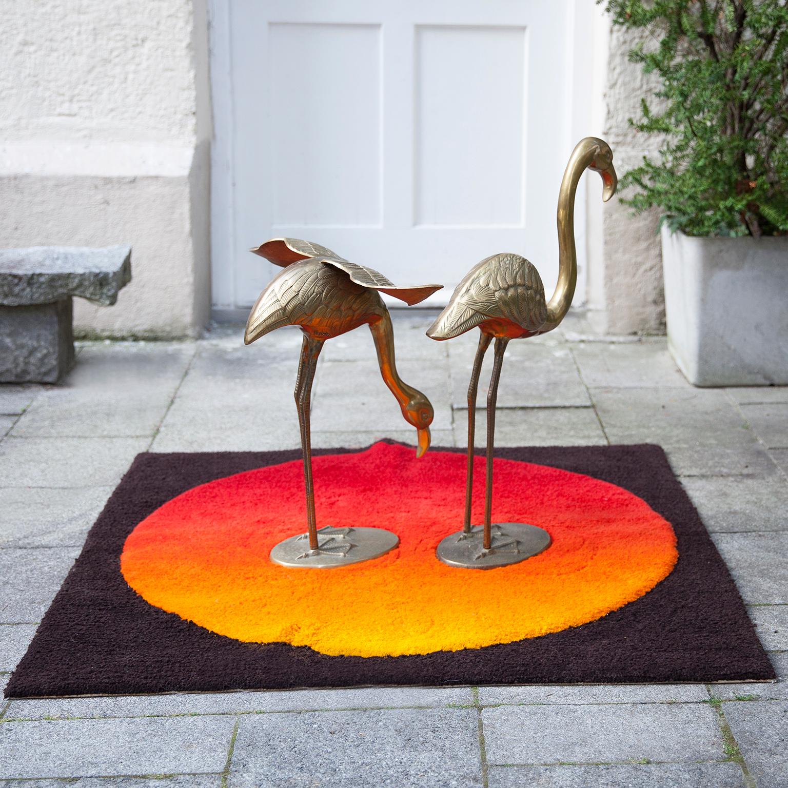 brass flamingo statue