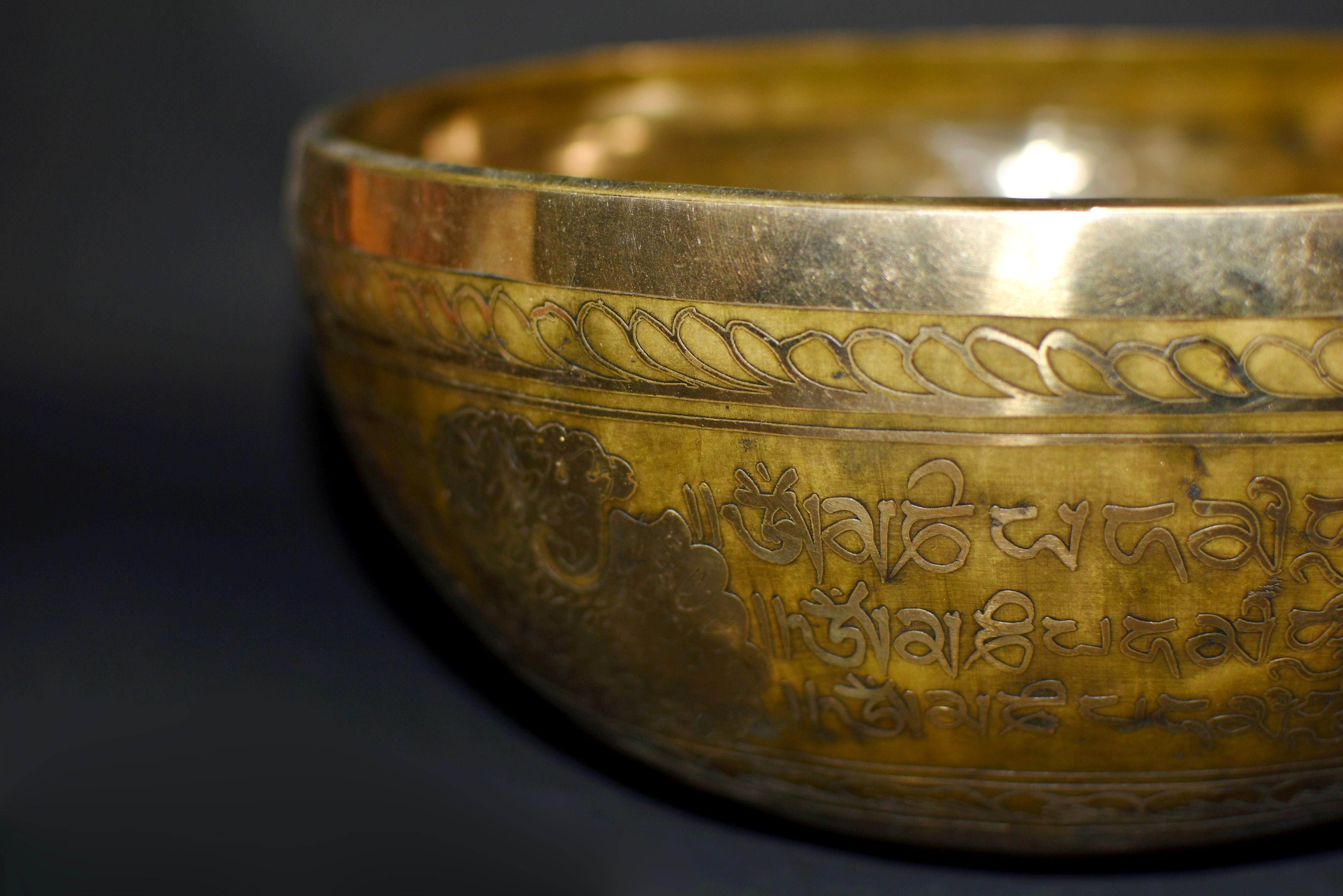 Giant Solid Bronze Singing Bowl with Buddha 13