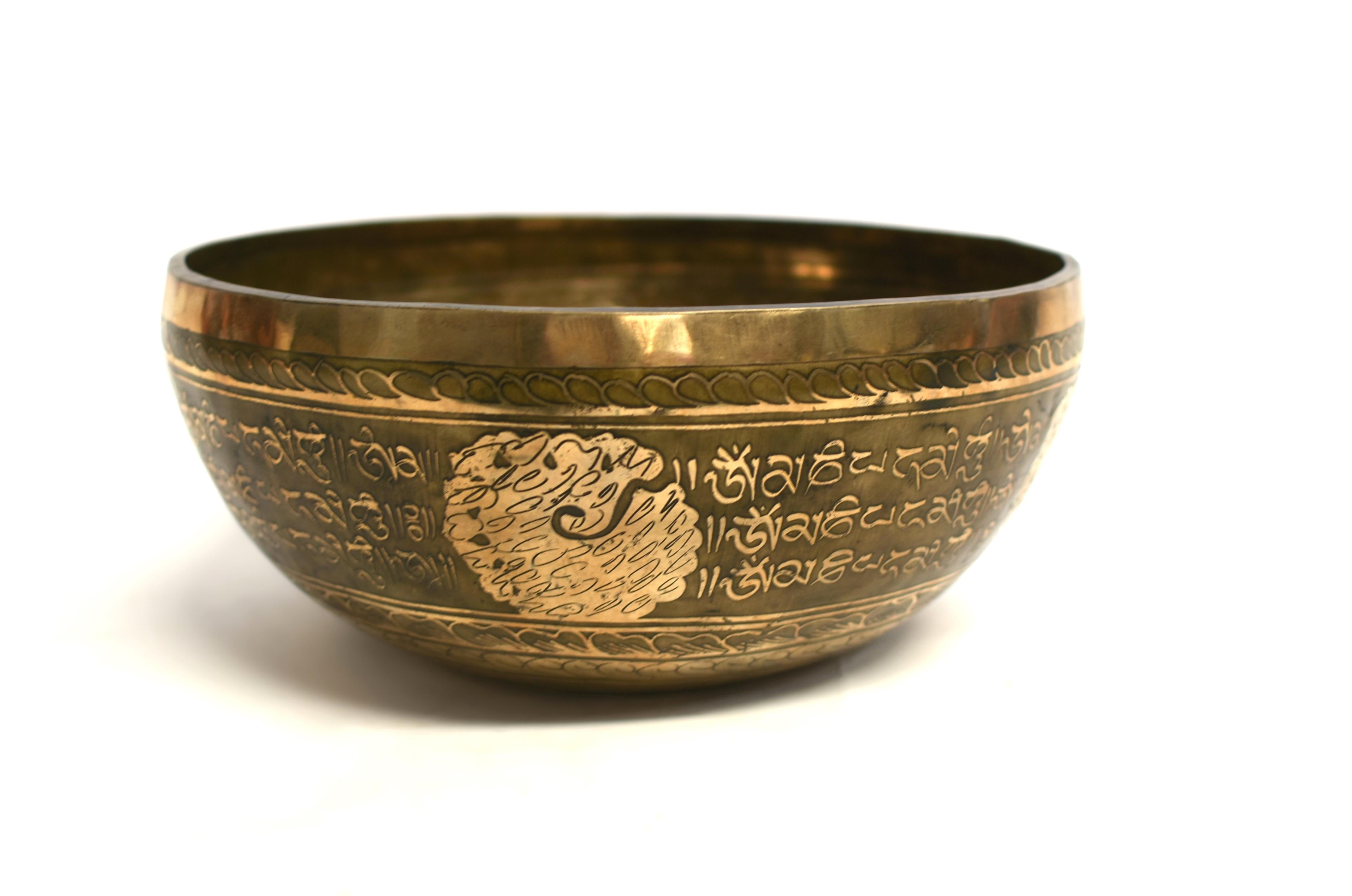 Tibetan Huge Solid Bronze Singing Bowl with Buddha 13