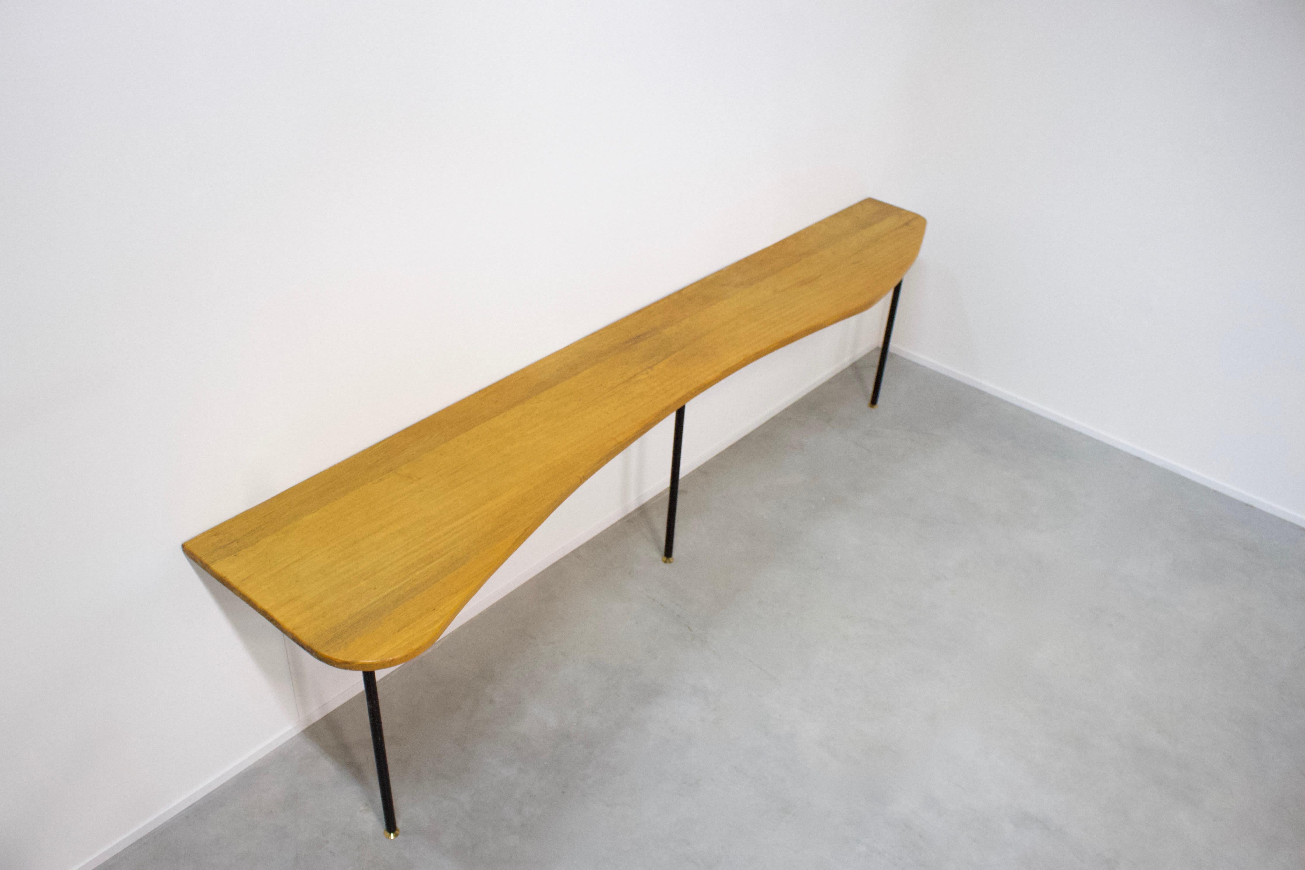 Mid-Century Modern Huge Solid Oak Console or Bar Table, France, 1950s