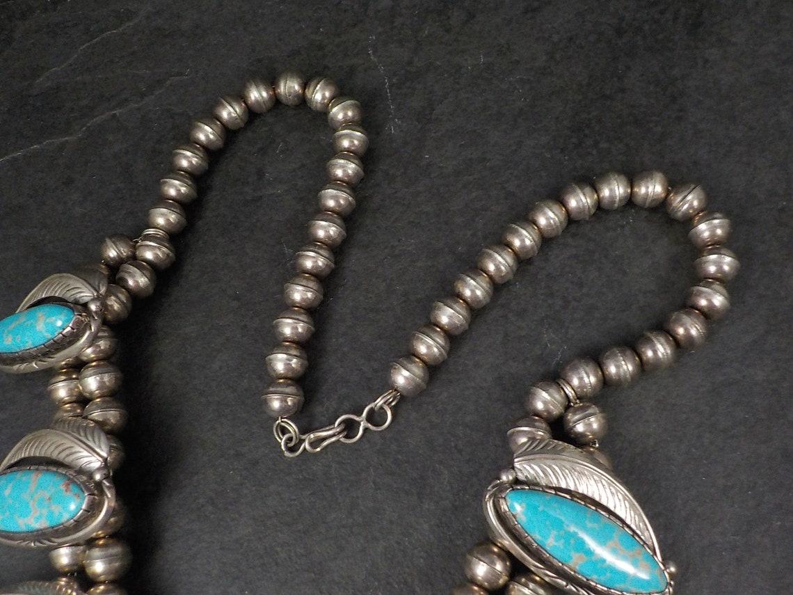 Große türkisfarbene Navajo-Halskette aus Sterlingsilber im Südwesten im Angebot 3