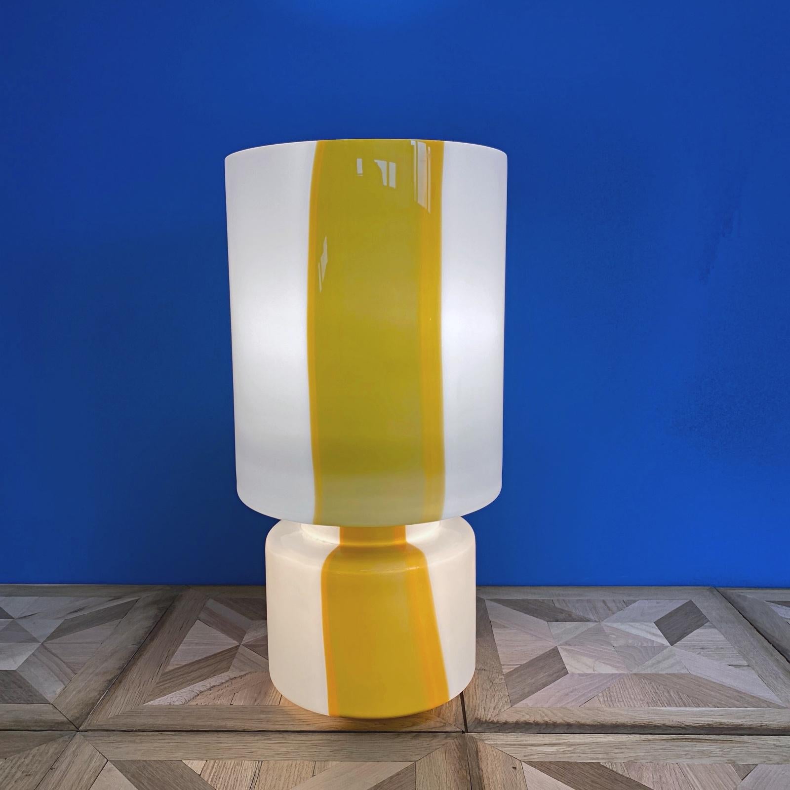 Art Glass Huge Space Age Missoni Inspired, Murano Blown Glass Table Lamp, 1970s, Italy