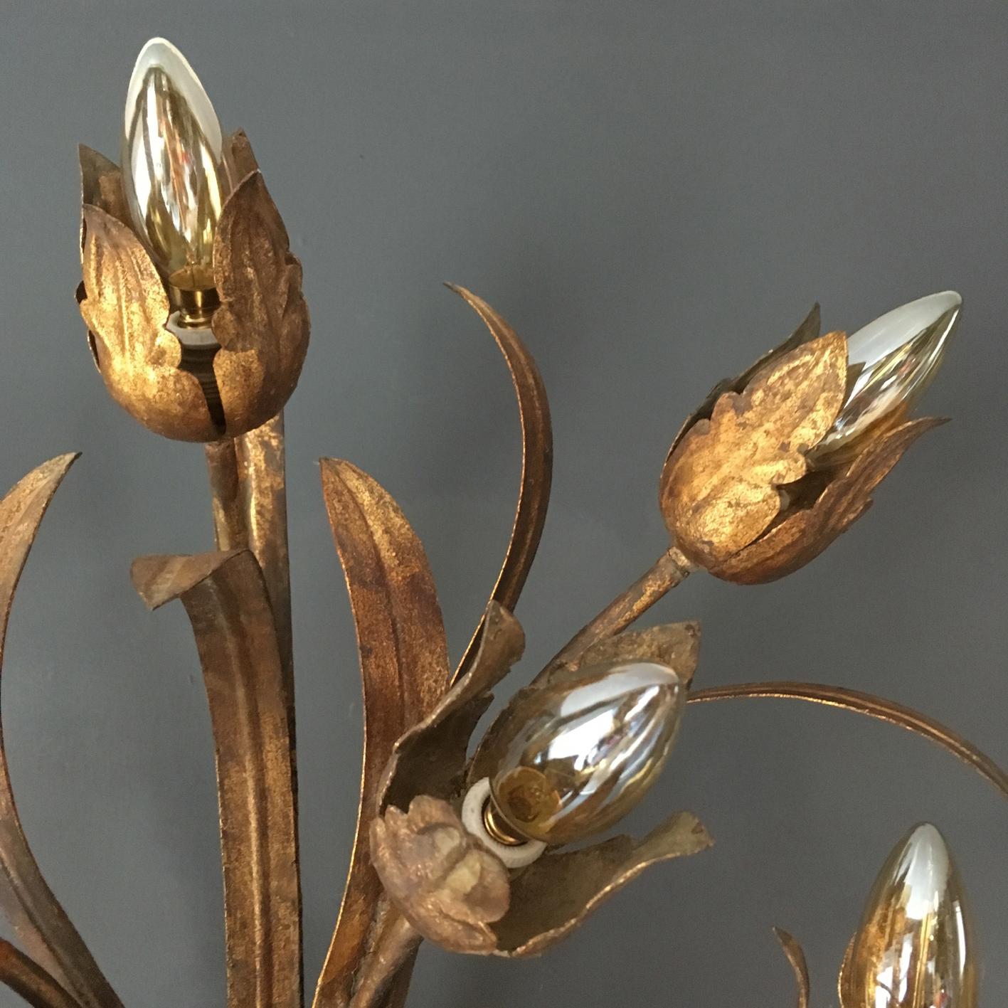 Huge Spanish Flower Buds Wall Sconce, 1950s 1