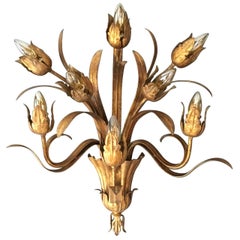 Huge Spanish Flower Buds Wall Sconce, 1950s