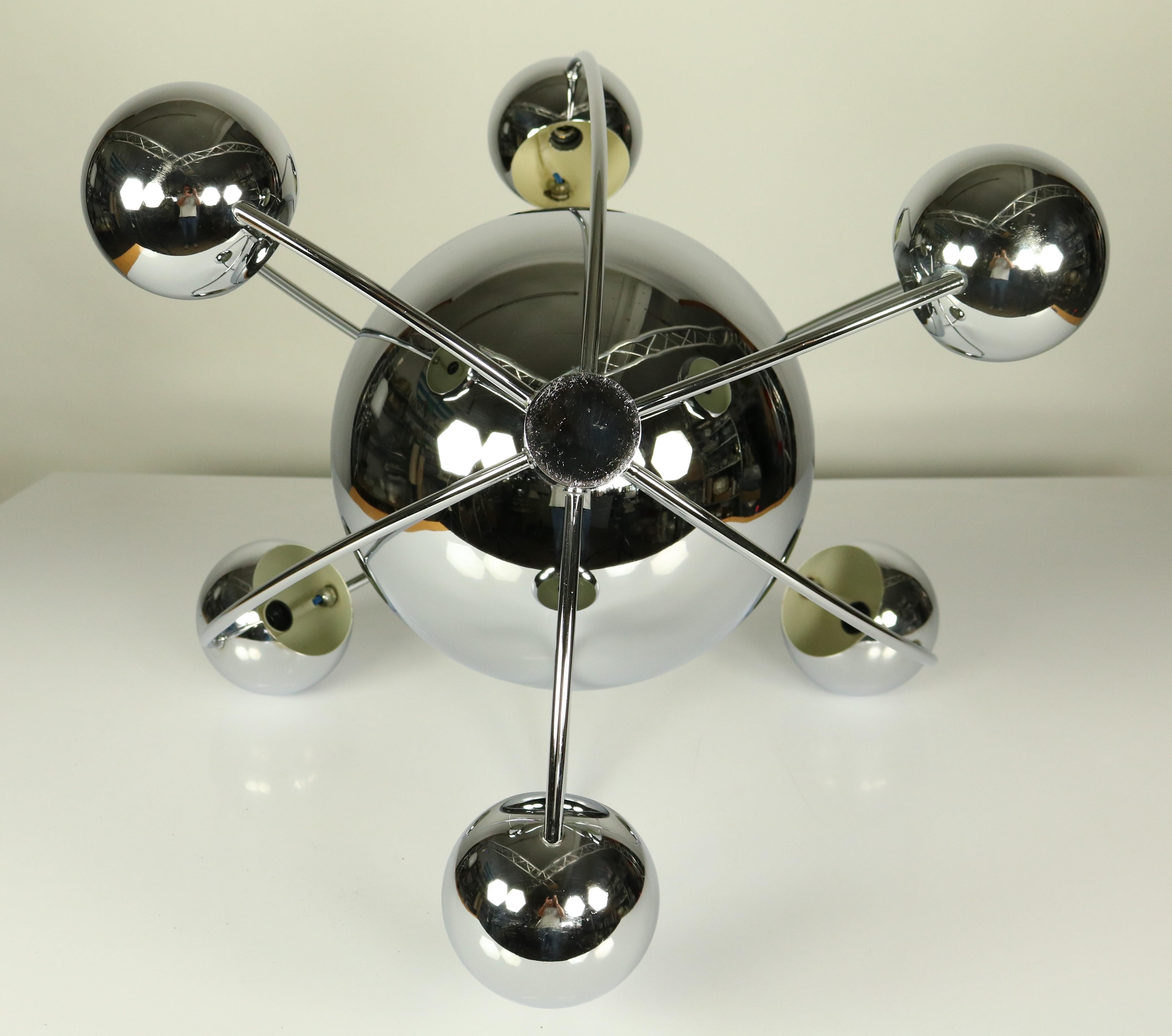 Huge Spectacular Atomic Pendant Light Space Age Sputnik Lamp Chrome Satellite For Sale 6