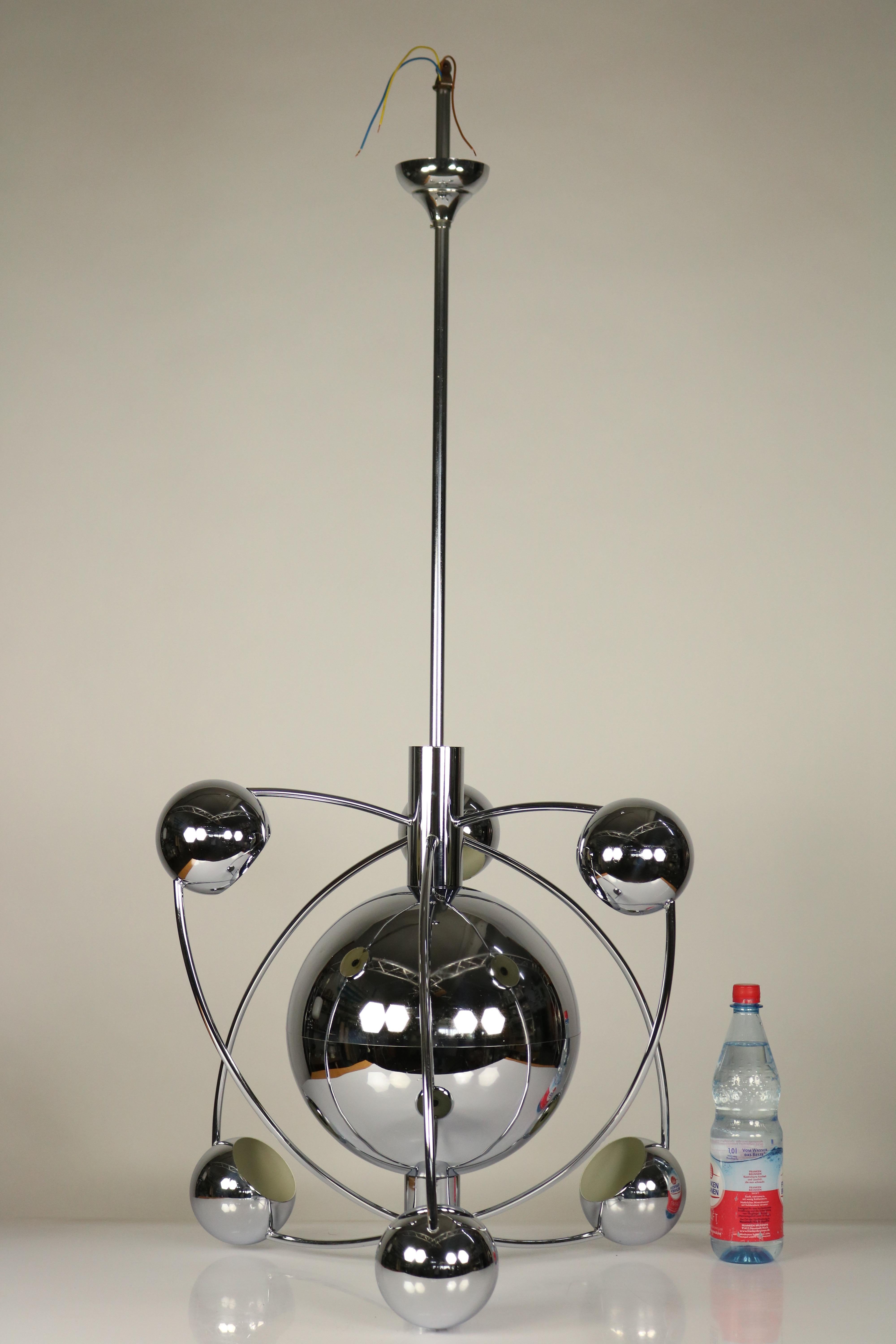 Huge Spectacular Atomic Pendant Light Space Age Sputnik Lamp Chrome Satellite For Sale 8