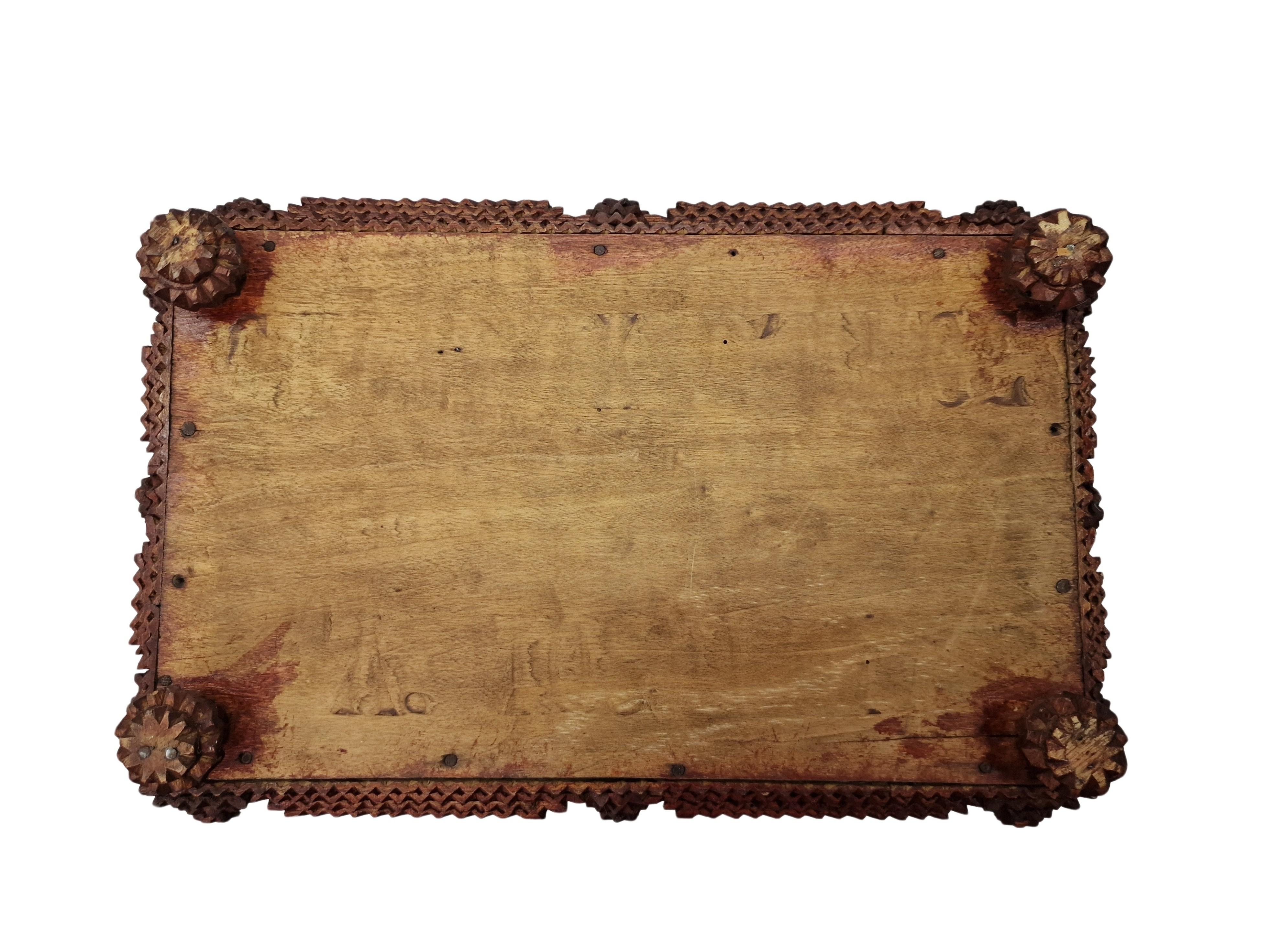 Espectacular caja grande rara de colección, cofre, Tramp Art, arte popular, 1885, Austria en venta 3