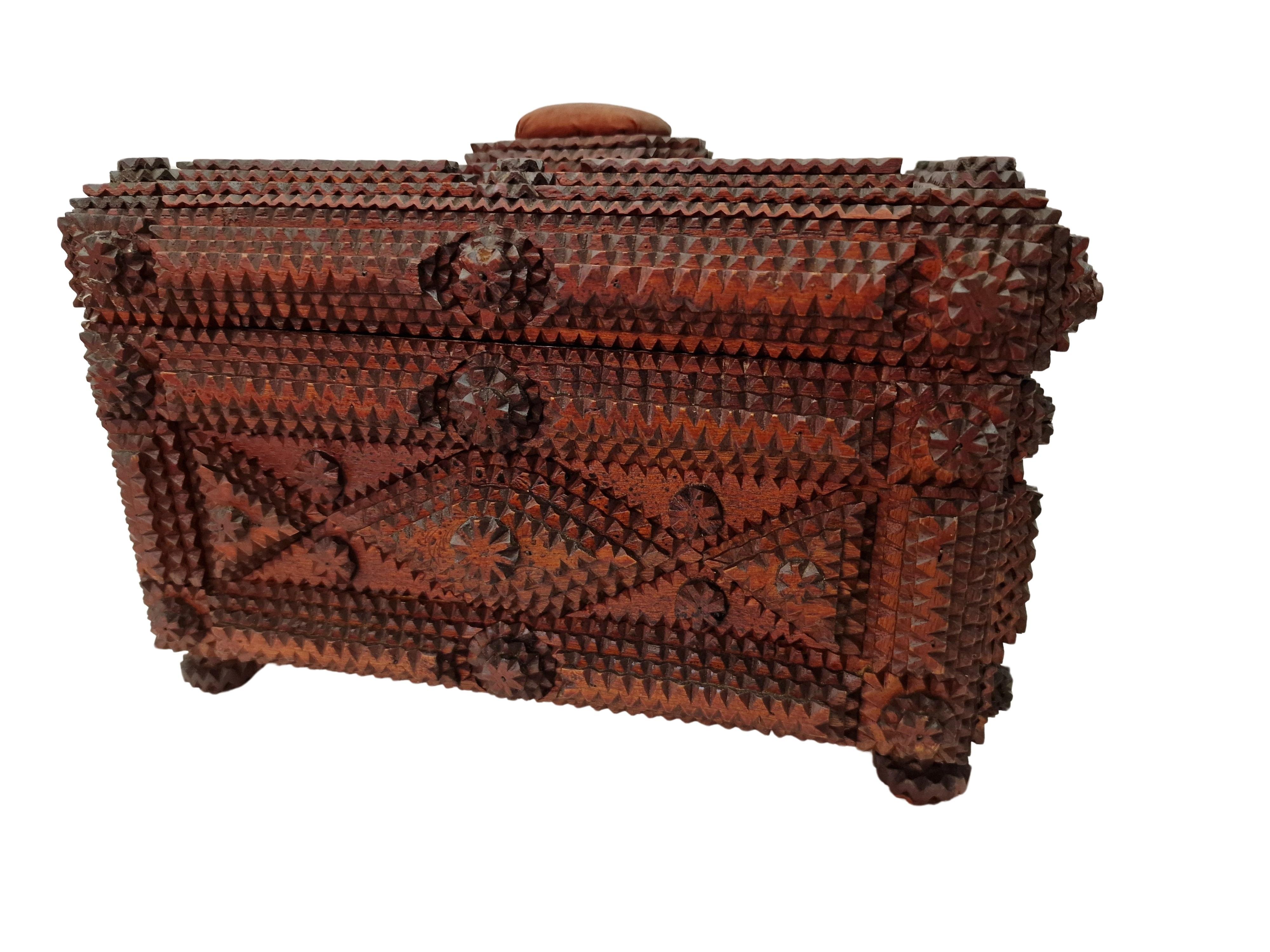 Espectacular caja grande rara de colección, cofre, Tramp Art, arte popular, 1885, Austria en venta 5