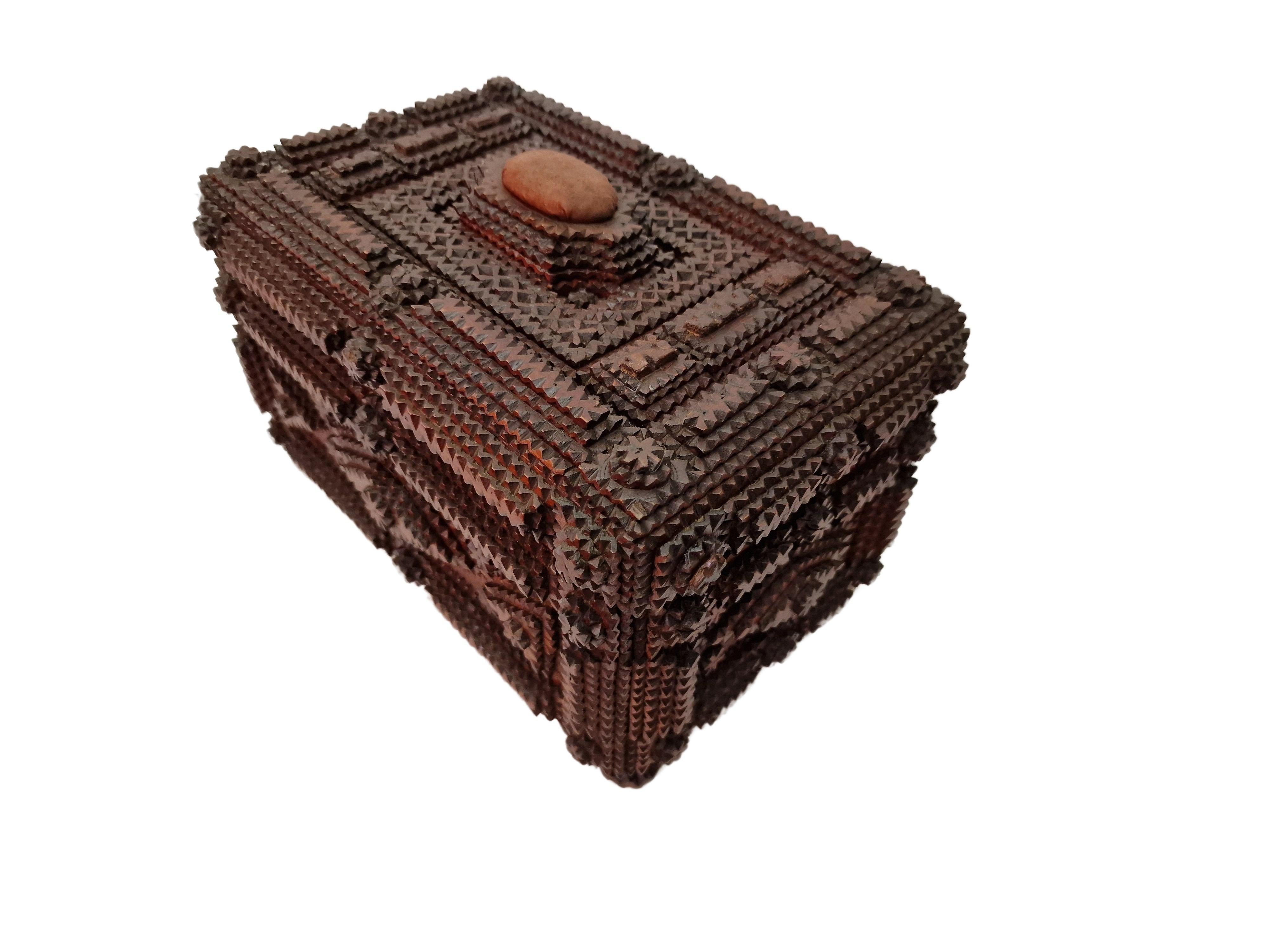 Espectacular caja grande rara de colección, cofre, Tramp Art, arte popular, 1885, Austria en venta 6