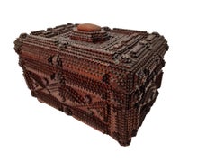 Scatola da collezione spettacolare e rara, scrigno, arte dei barboni, arte popolare, 1885, Austria