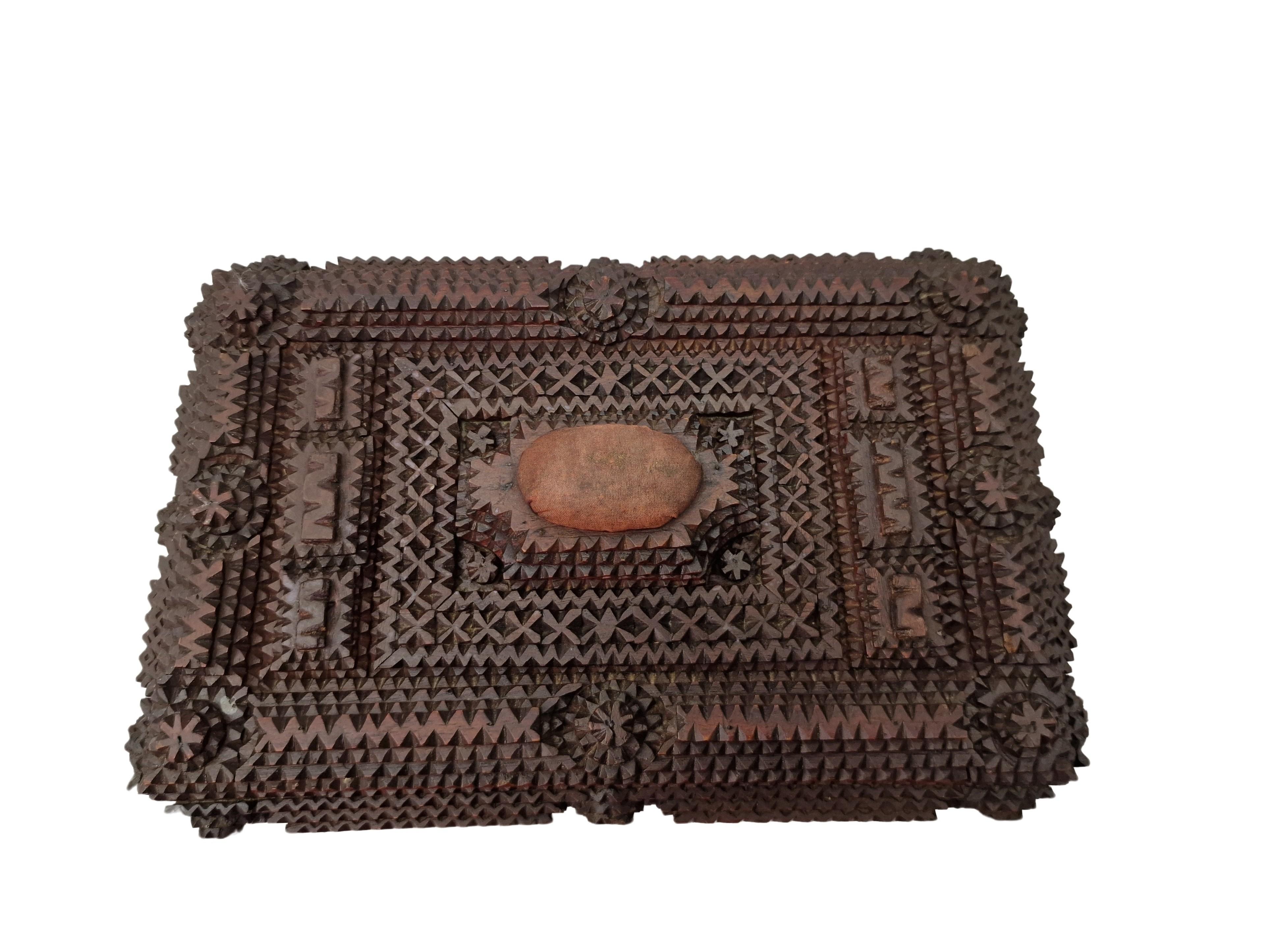 Espectacular caja grande rara de colección, cofre, Tramp Art, arte popular, 1885, Austria Austríaco en venta