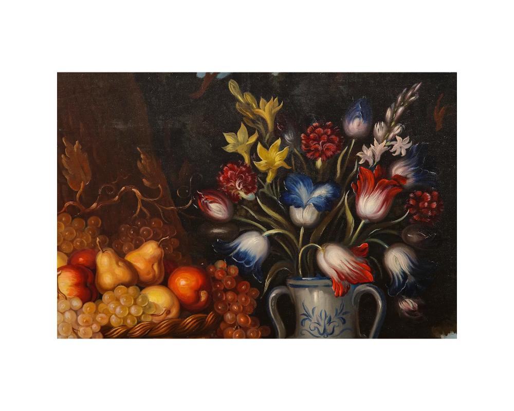 Unknown Huge Still Life Oil on Canvas Painting in the Style of Luis Melendez, 20th Centu