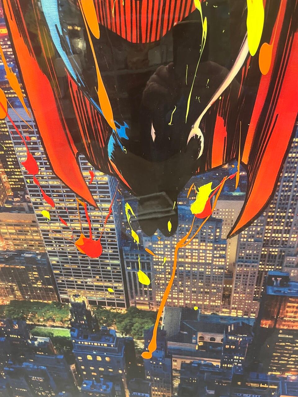 Huge Superman Mixed Media auf Leinwand von DeVon (amerikanisch) im Angebot