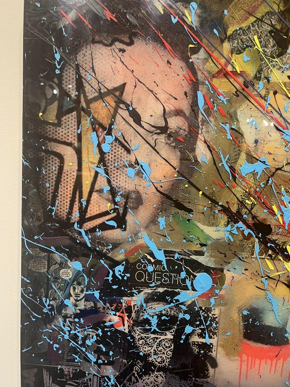 Huge Superman Mixed Media auf Leinwand von DeVon (Handgefertigt) im Angebot