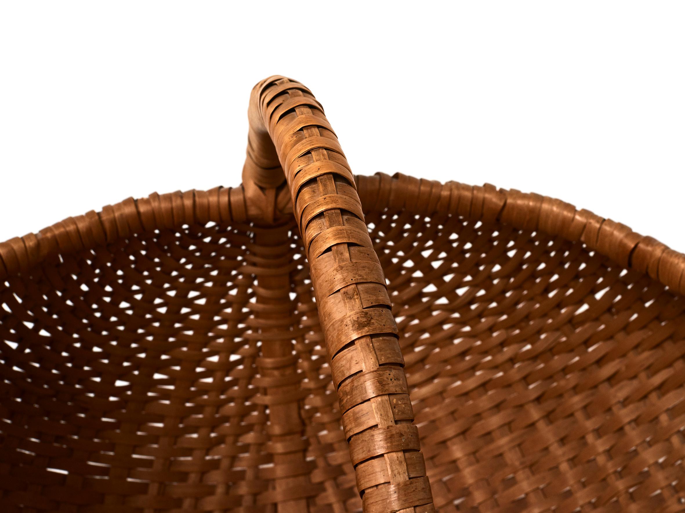 Birch Huge Swedish Picking Basket, Early 20th Century