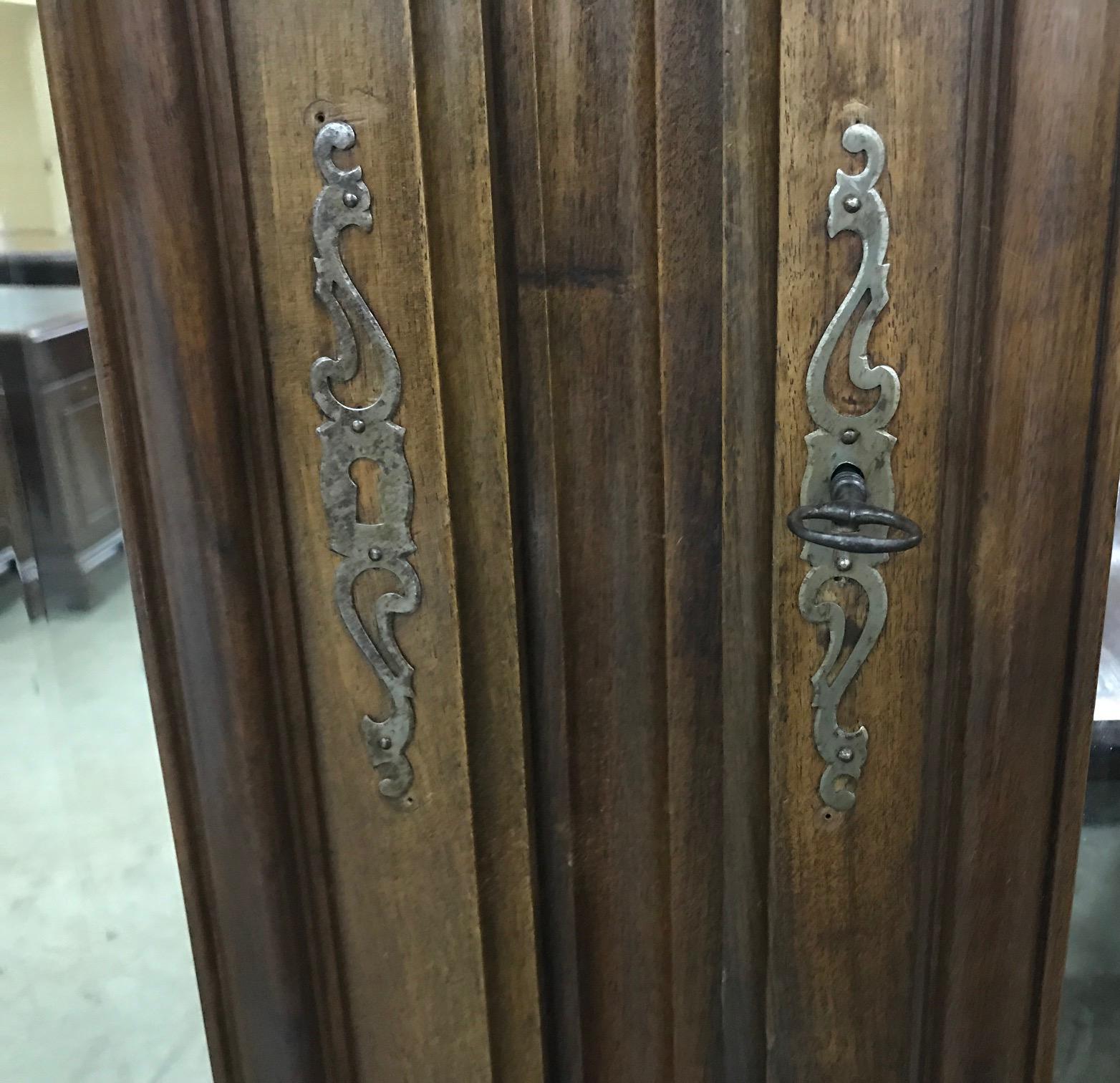 Huge Tall Barley Twist French Carved Walnut Armoire Wardrobe with Mirrored Doors 4