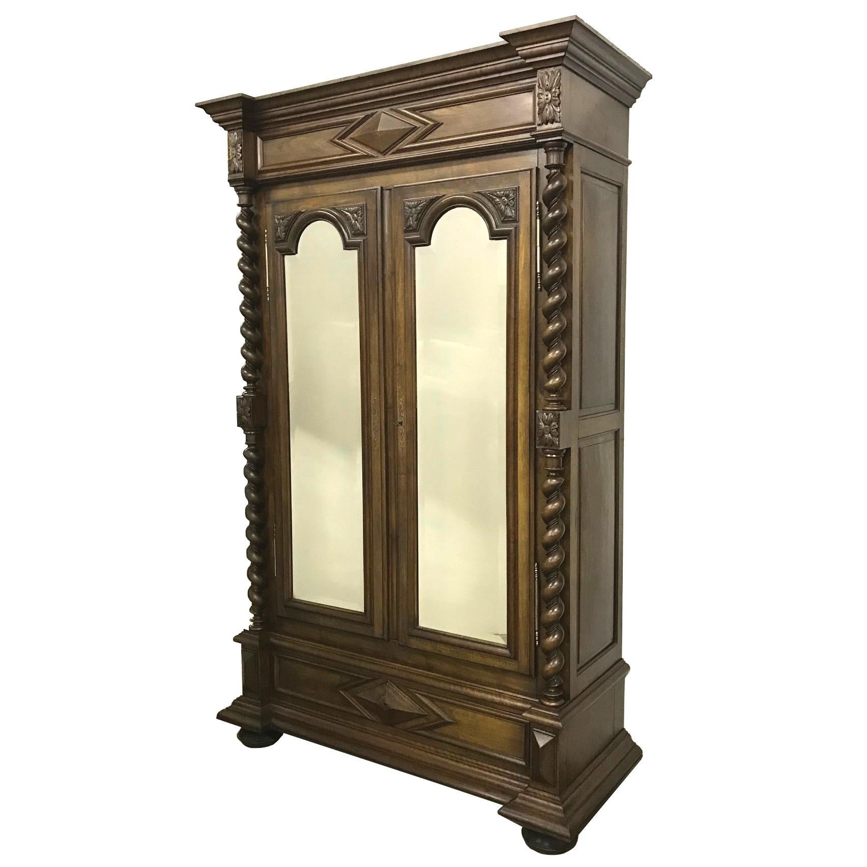 antique wardrobe with mirror doors