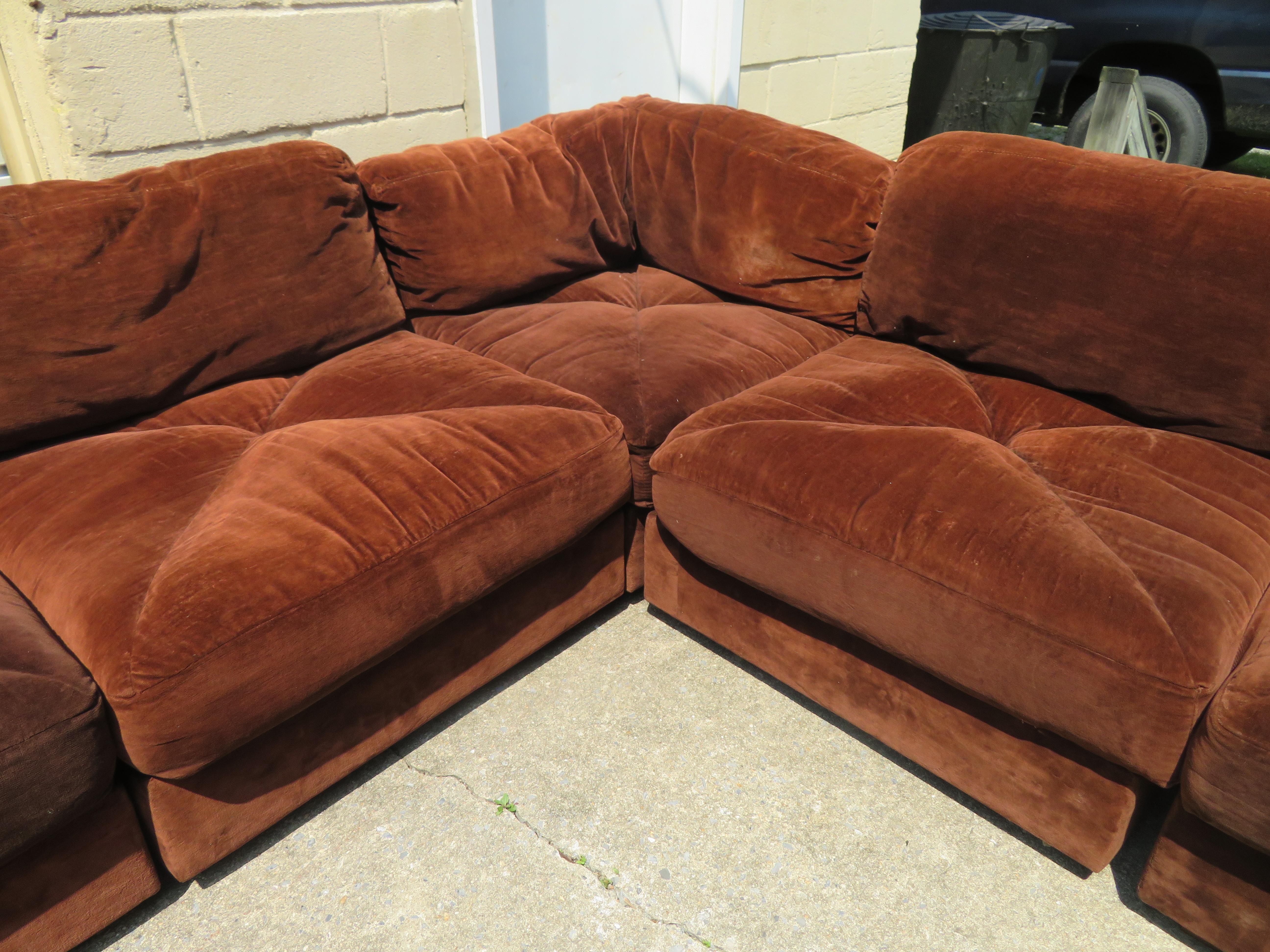 Huge Ten-Piece Milo Baughman Style Selig Sectional Sofa Mid-Century Modern 1