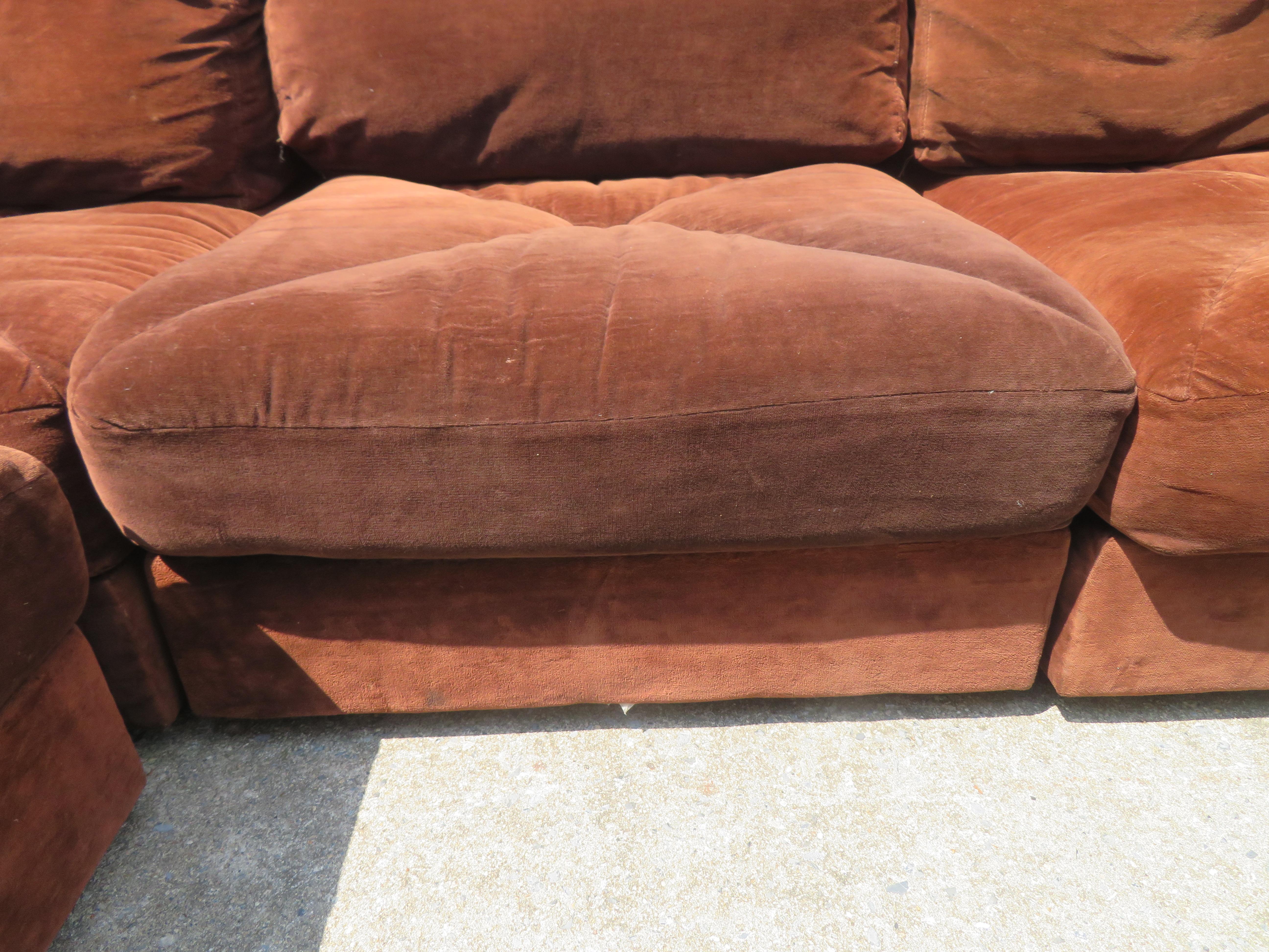 Upholstery Huge Ten-Piece Milo Baughman Style Selig Sectional Sofa Mid-Century Modern
