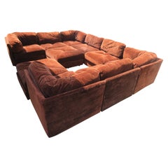 Huge Ten-Piece Milo Baughman Style Selig Sectional Sofa Mid-Century Modern