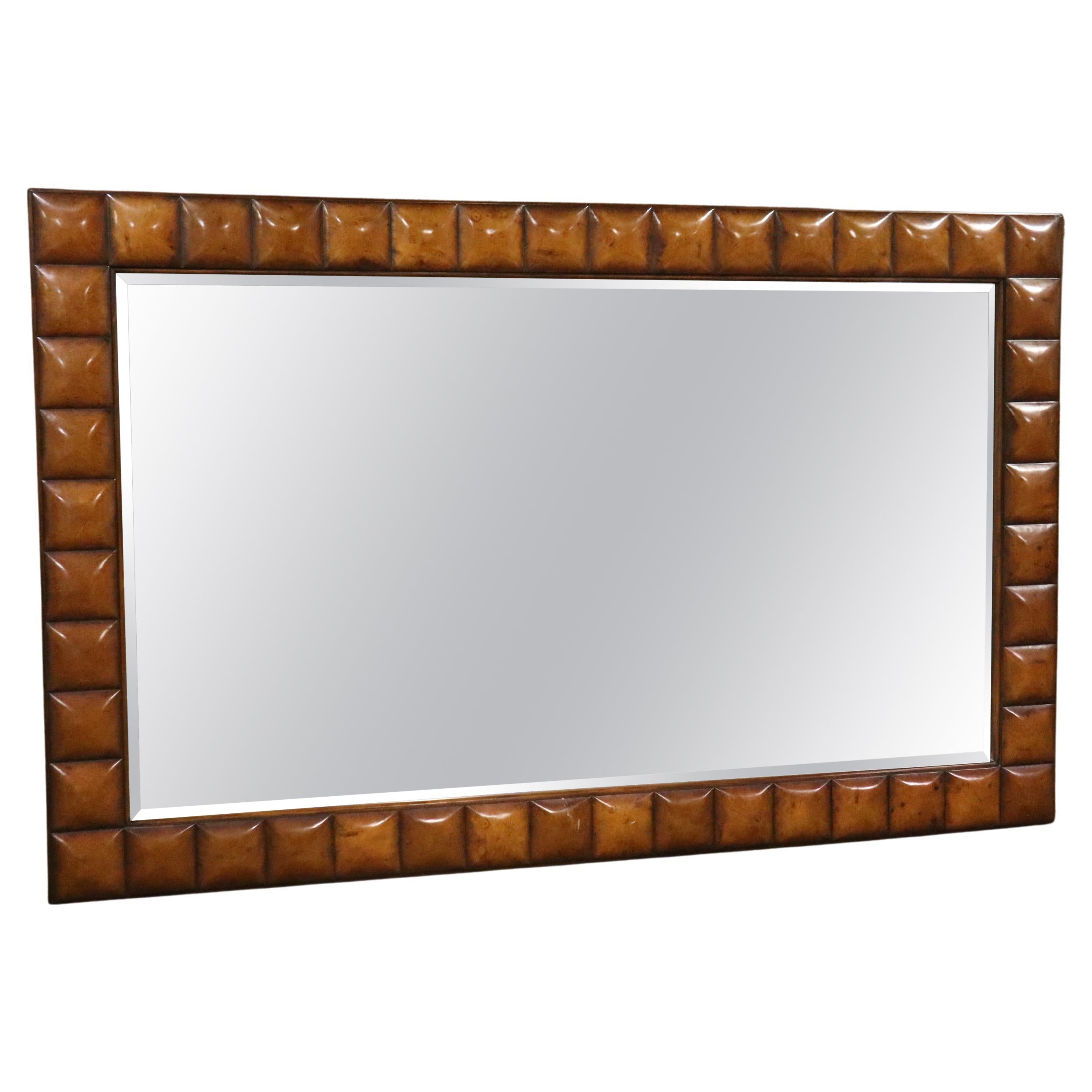 Huge Theodore Alexander Beveled Glass Burled Walnut Contemporary Modern Mirror