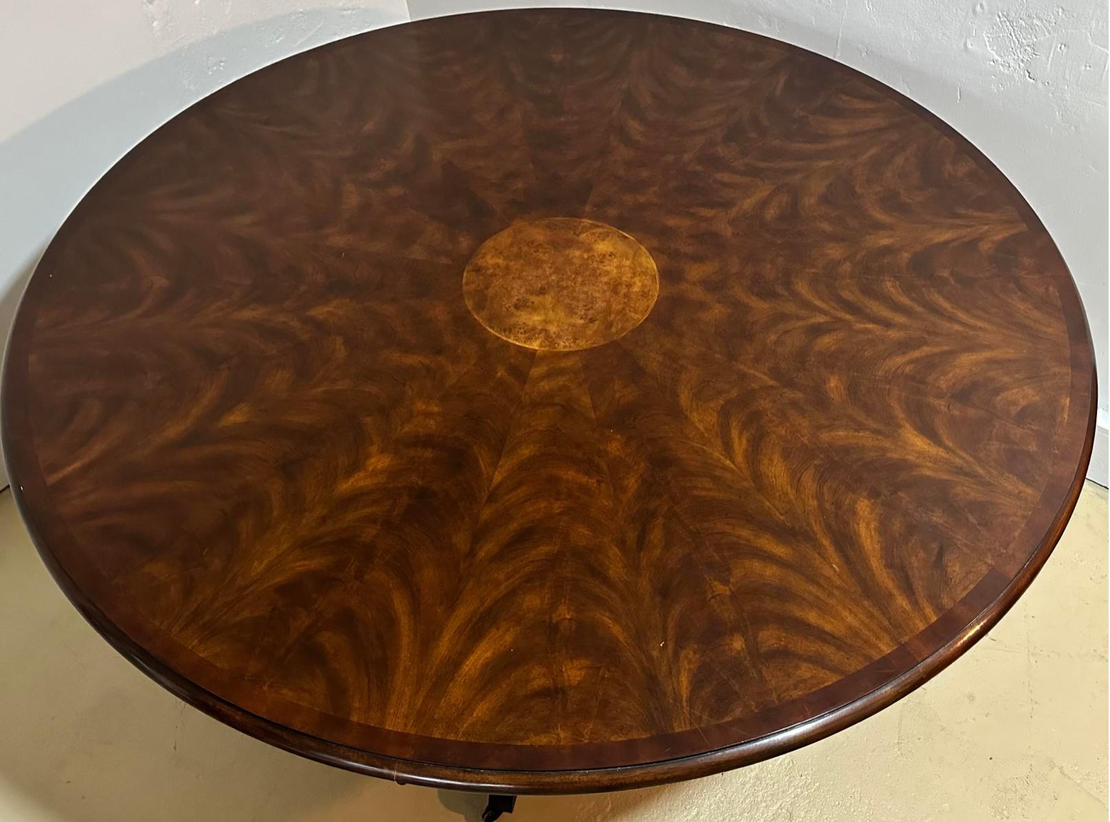 American Huge Theodore Alexander Brook Street Modern Designer Round Dining Extension Tabl