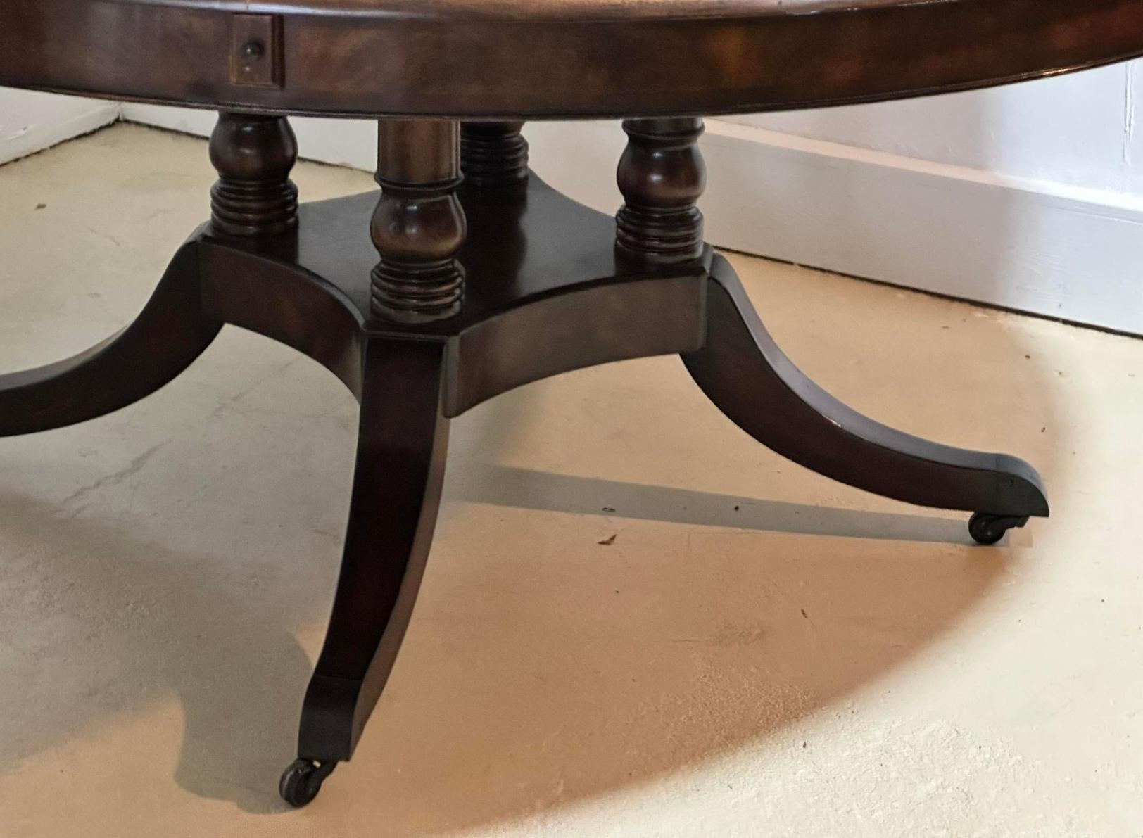 Huge Theodore Alexander Brook Street Modern Designer Round Dining Extension Tabl In Good Condition In LOS ANGELES, CA