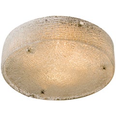 Huge Thick Textured Glass Flushmount Ceiling Light by Kaiser, 1960s