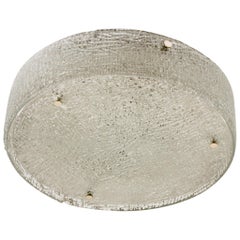 Huge Thick Textured Glass Flushmount Ceiling Light by Kaiser, 1960s